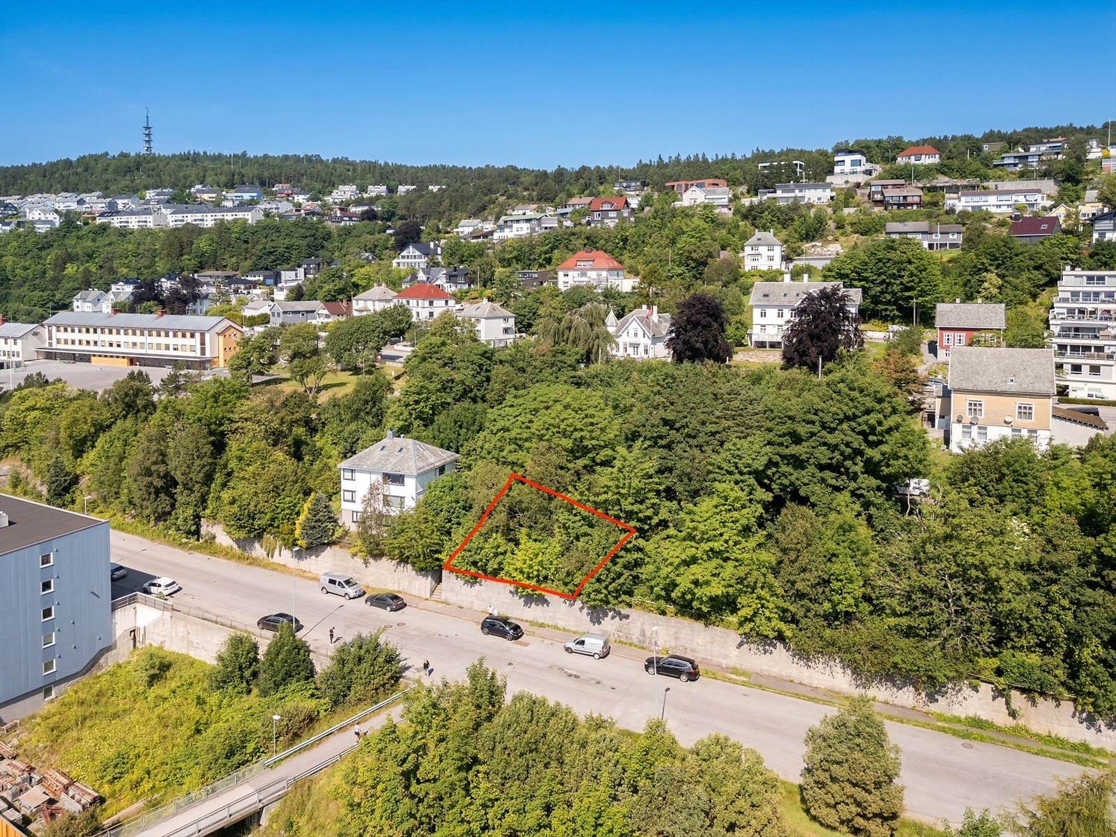 Dronebilde av tomten. Illustrasjon er ikke målbar. Galleribilde