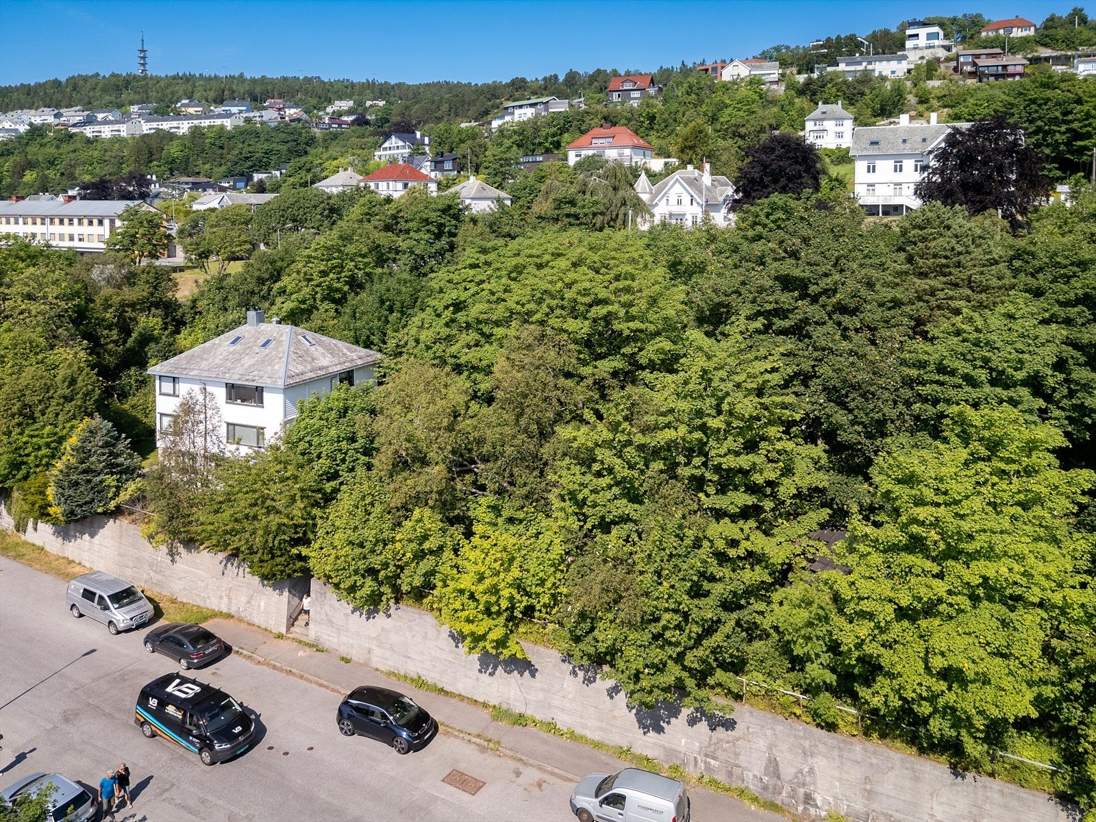 Dronebilde av tomten og nærområdet Galleribilde