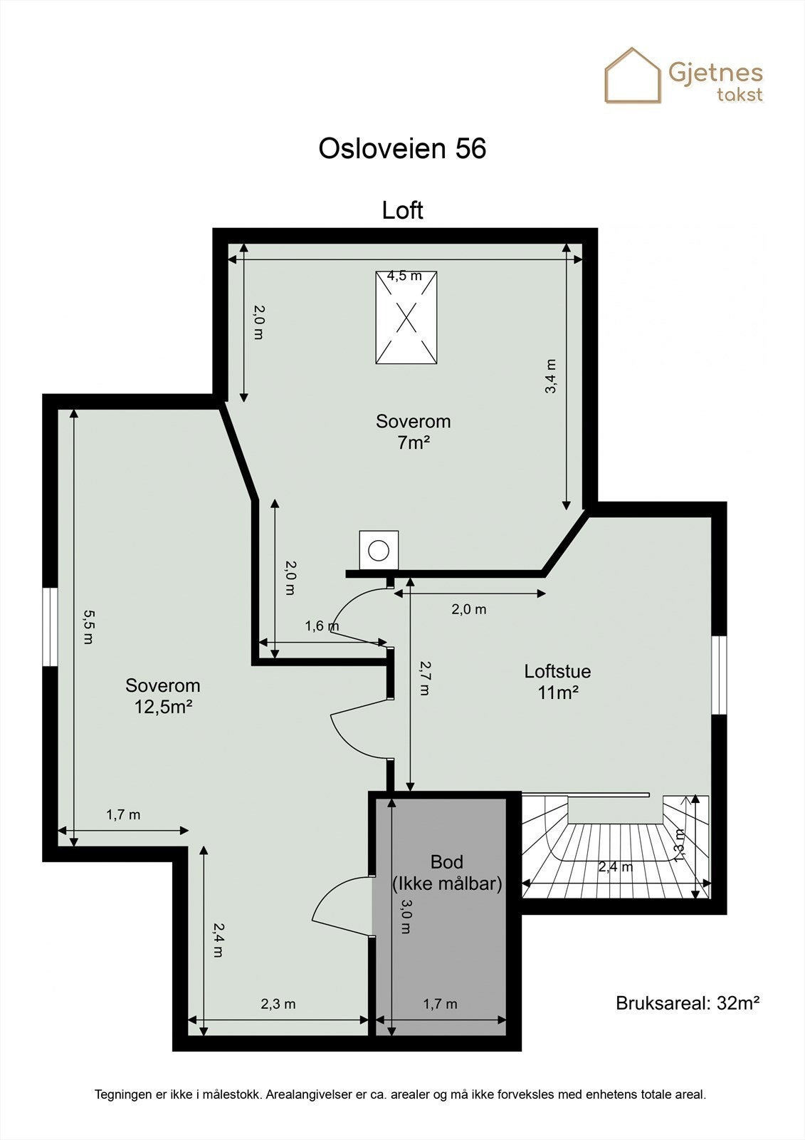 Planskisse, loft. Galleribilde