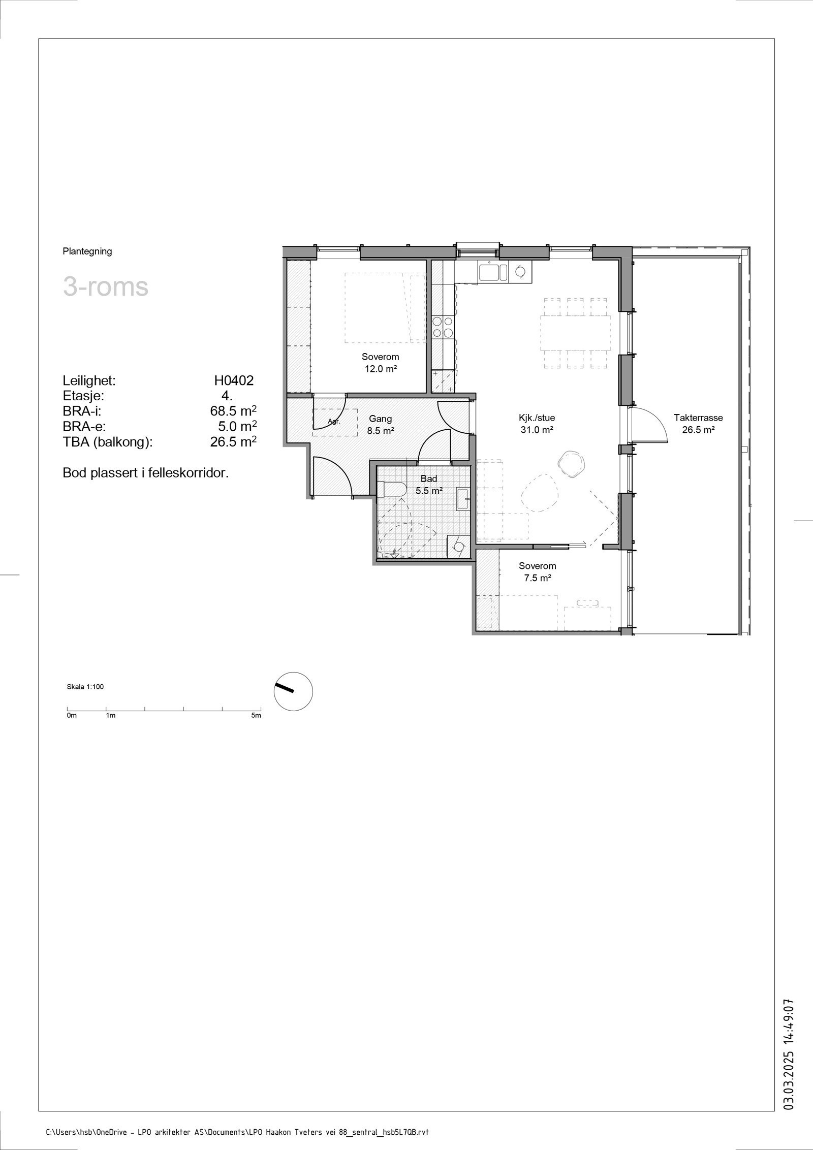 Plantegning av leiligheten Galleribilde