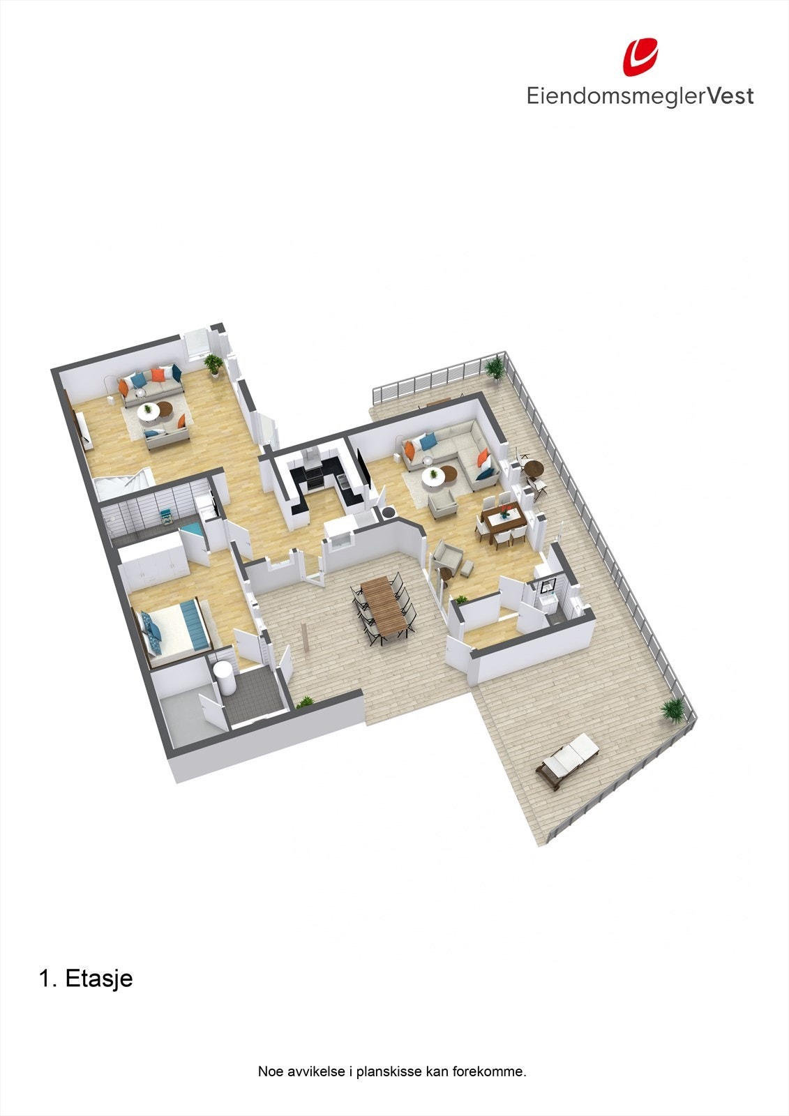 Planteikning 3D - 1. etasje. Galleribilde