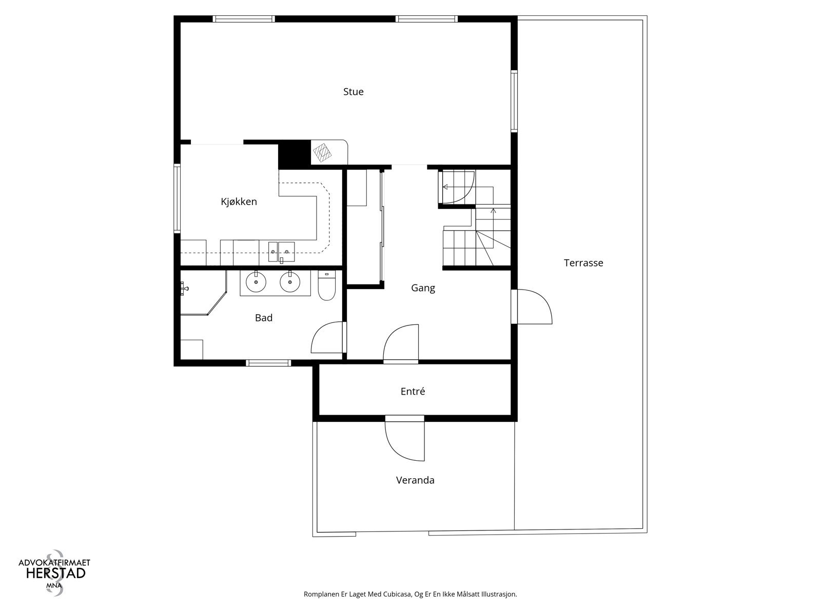 Plantegning hovedetasje - ikke målsatt illustrasjon Galleribilde