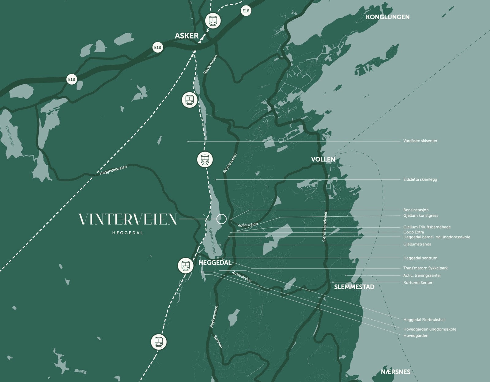 Kart over Vinterveien Galleribilde
