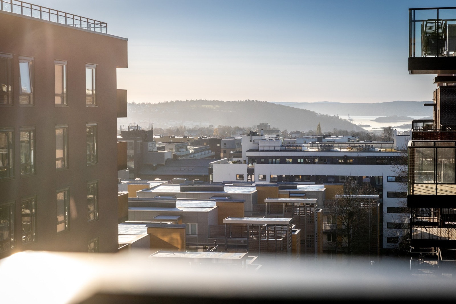 Utsikt fra felles takterrasse. Galleribilde