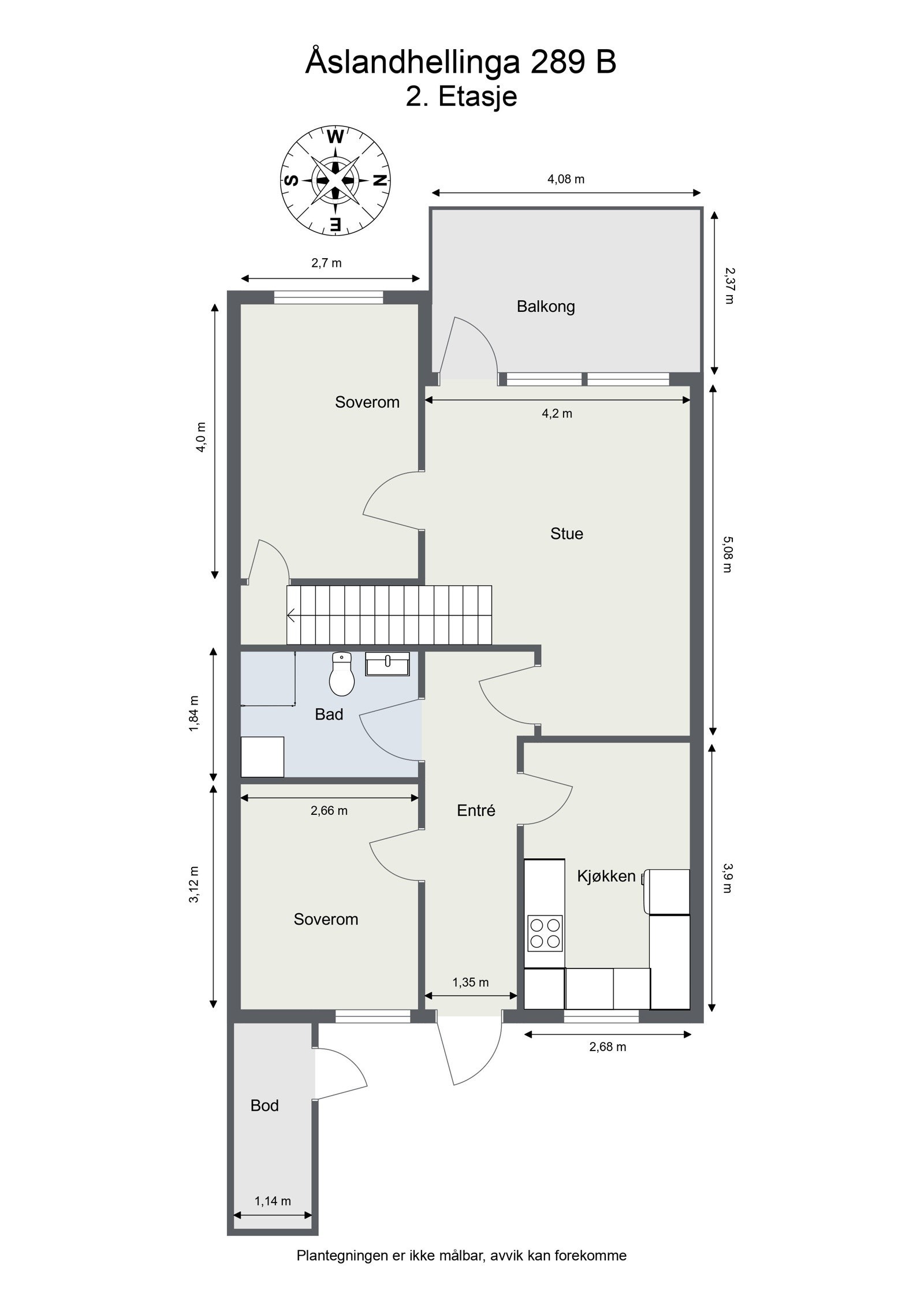 Praktisk planløsning over 2 plan. Galleribilde