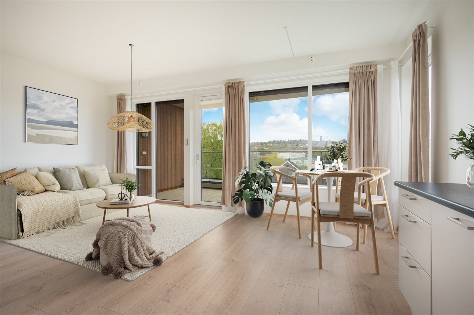 Her får du en moderne 3-roms leilighet i høy 3.etg som gir gode utsiktsforhold. Galleribilde