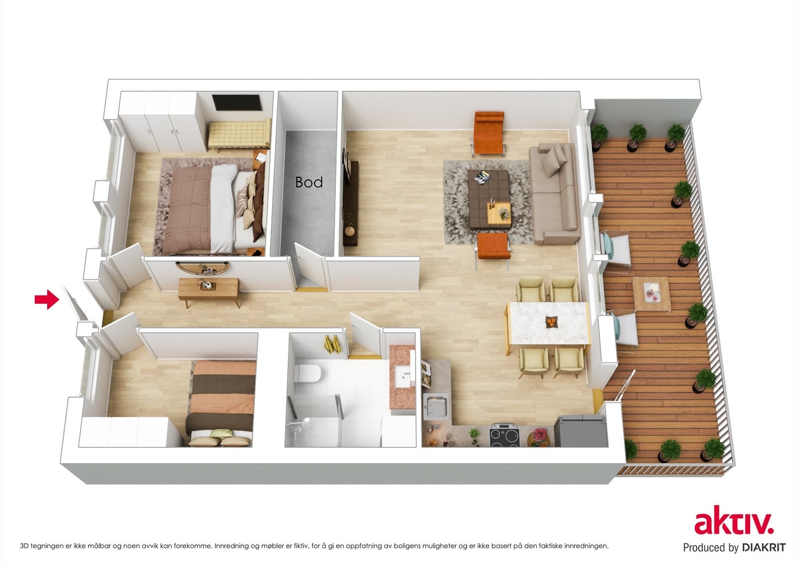 3D plantegning. Galleribilde