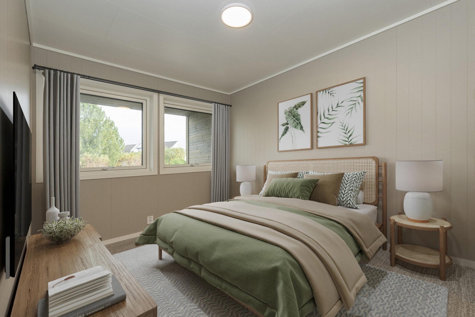 Alle soverommene er av god størrelse, med plass til garderobeløsninger og stor seng. Galleribilde