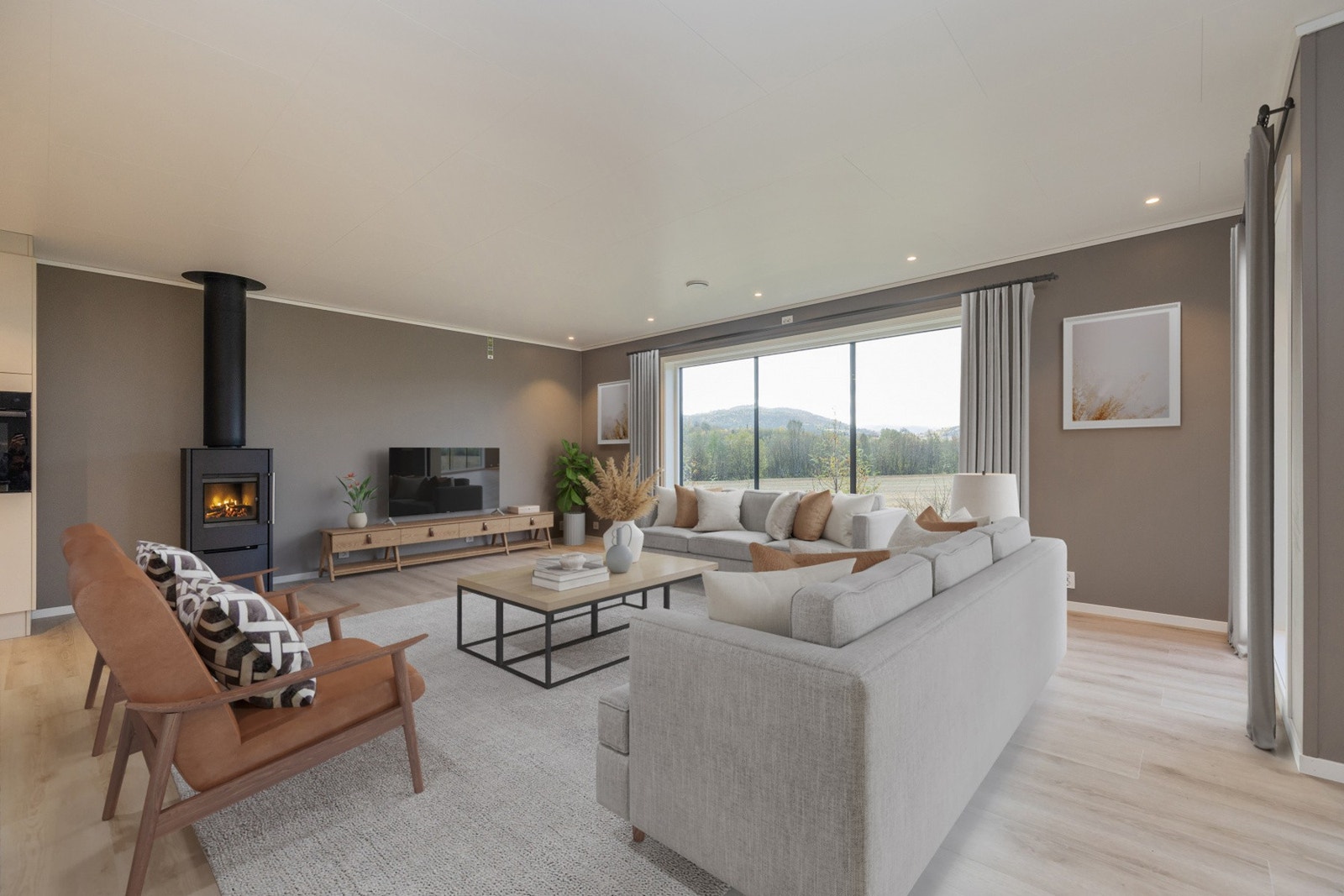 Stor stue/kjøkken løsning på hele 56 kvm. Galleribilde