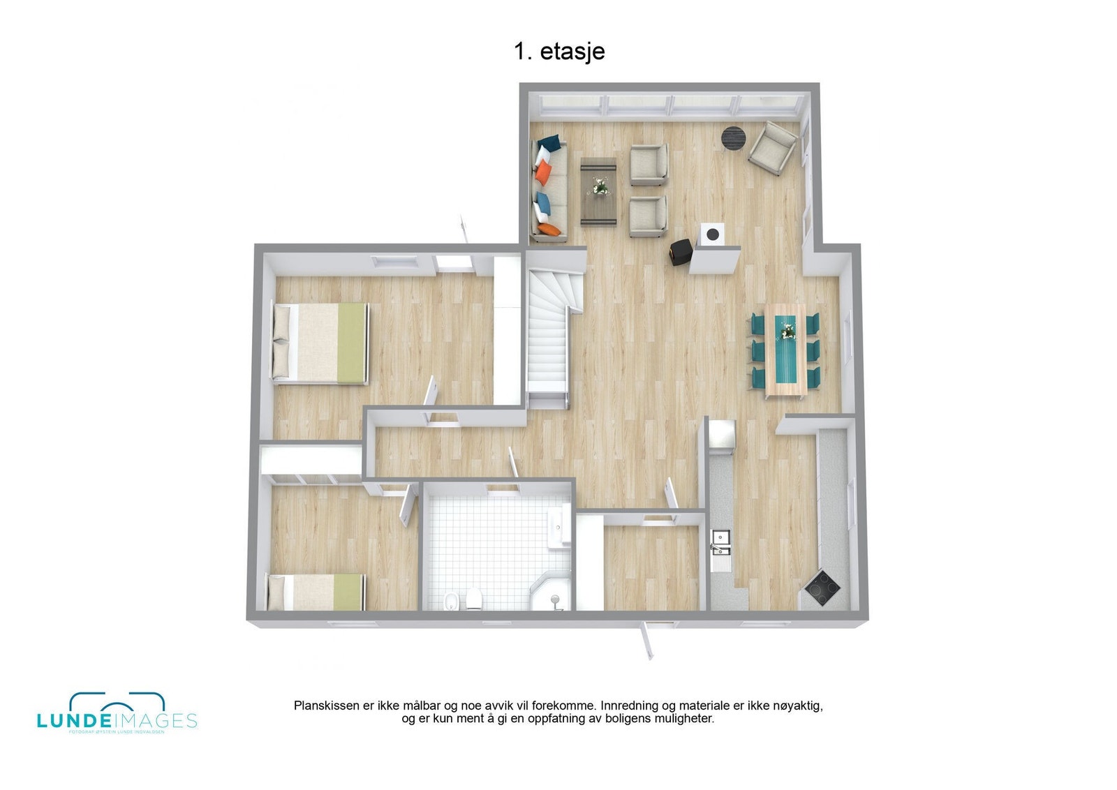 Planskisse 1. etasje 3D - ikke målbar Galleribilde
