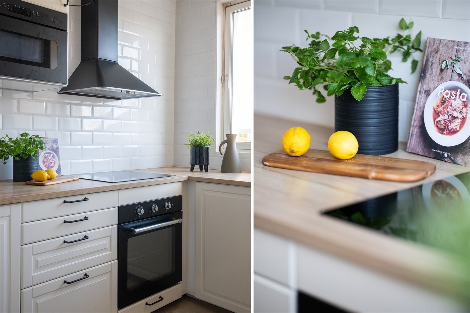 Induksjonstopp, stekeovn, oppvaskmaskin, mikrobølgeovn og kjøl/frys er integrert i innredningen. Galleribilde