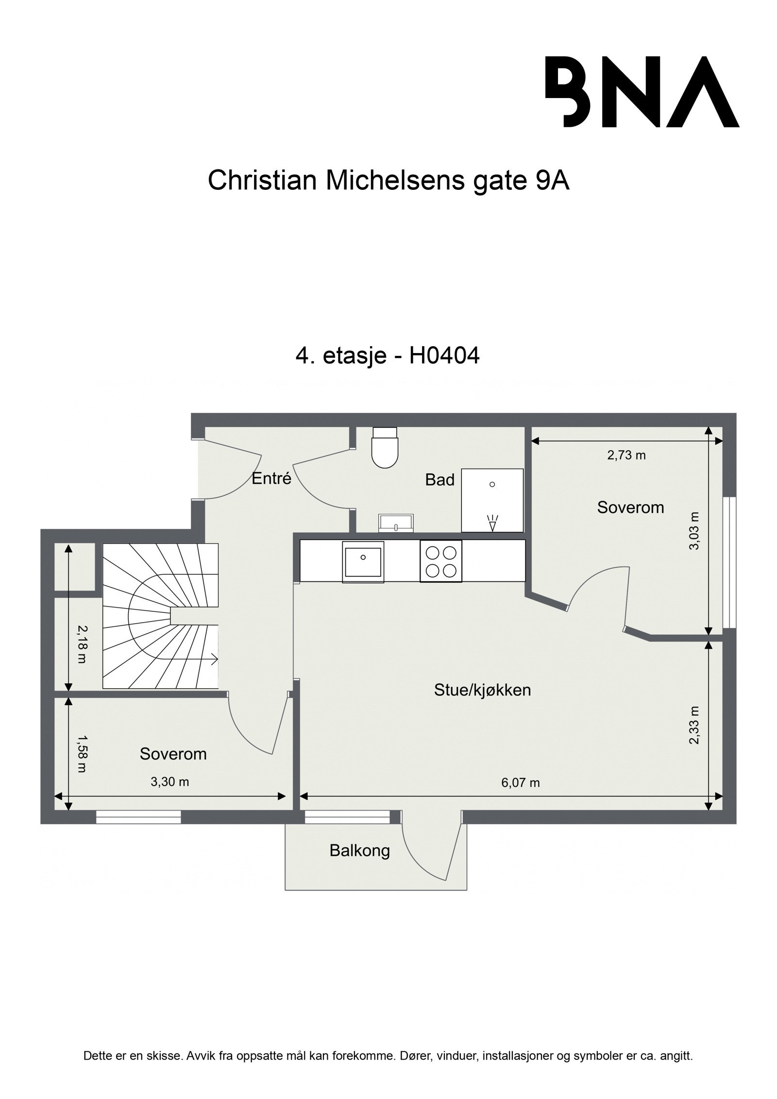 Plantegning 4. etasje. Leiligheten disponerer også en kjellerbod 5 kvm Galleribilde