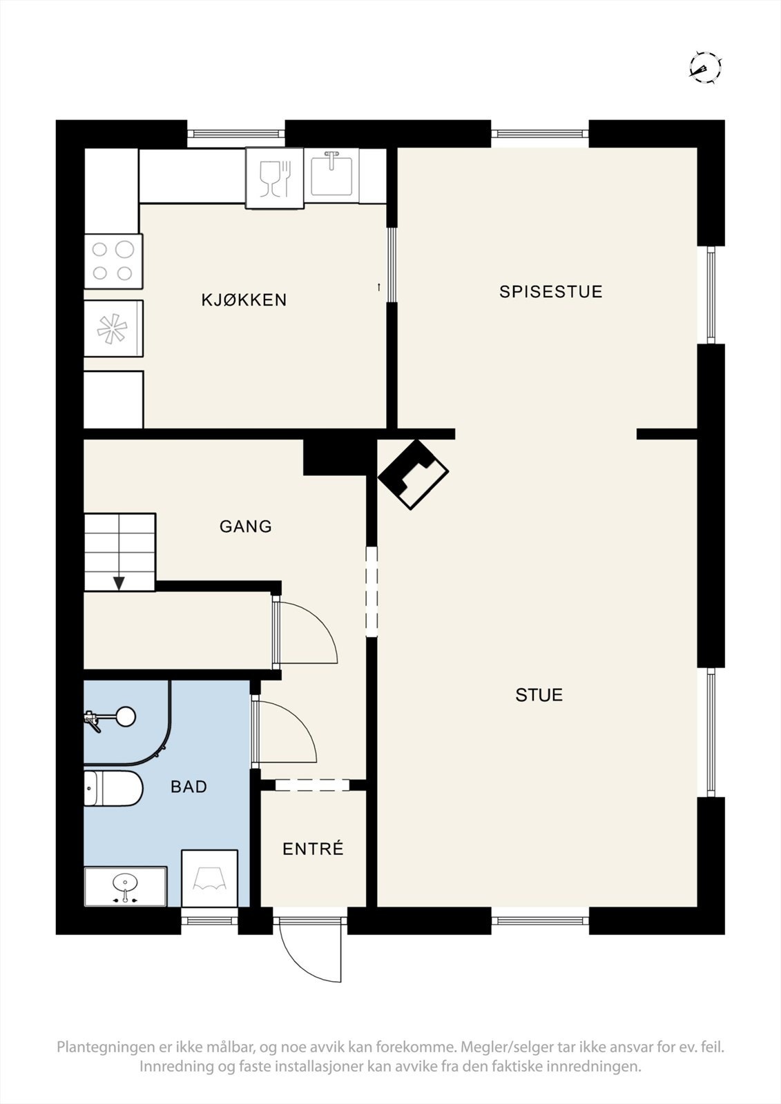 Plantegning 1.etasje hoveddel. Galleribilde