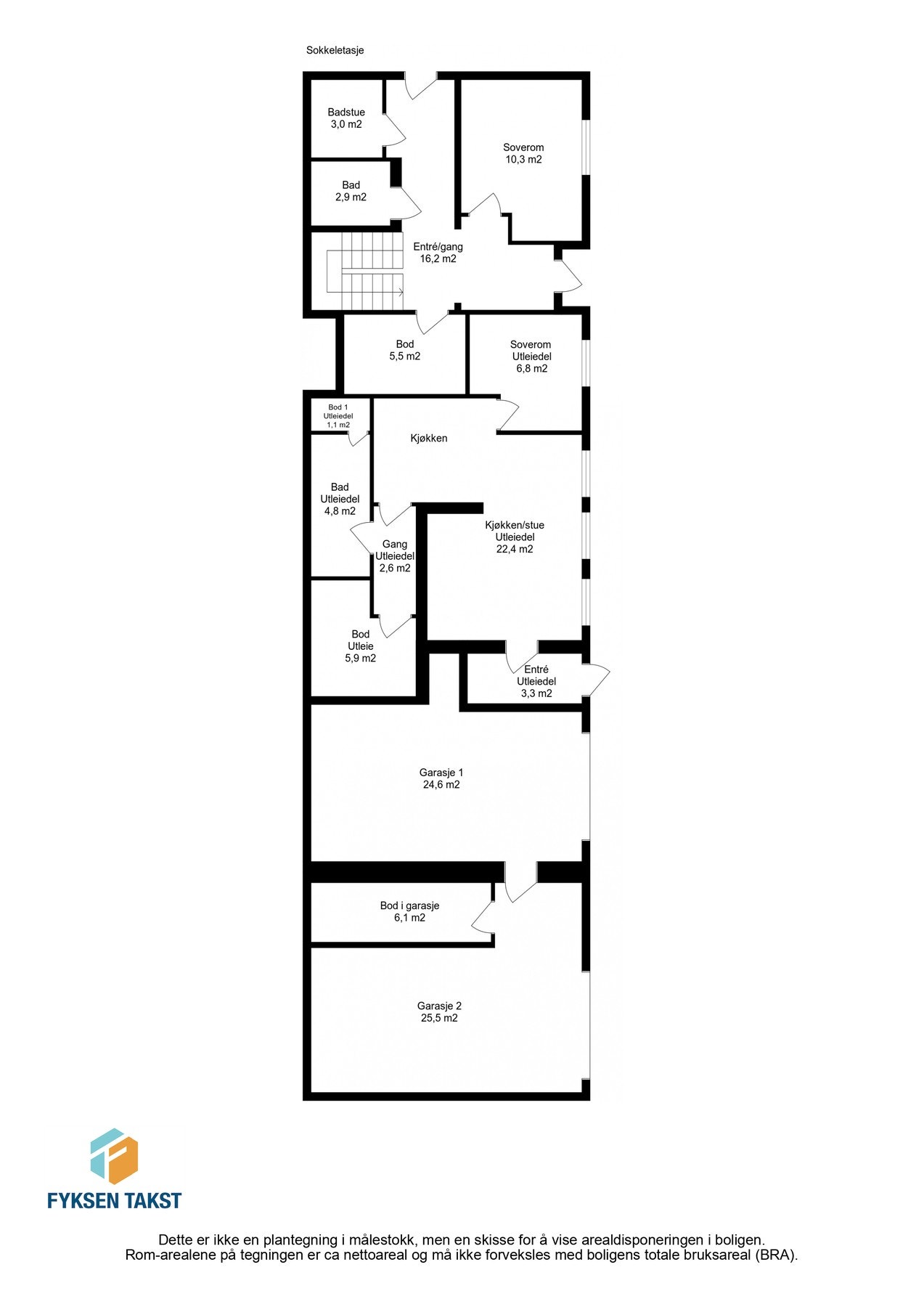 Planskisse sokkeletasje. Galleribilde