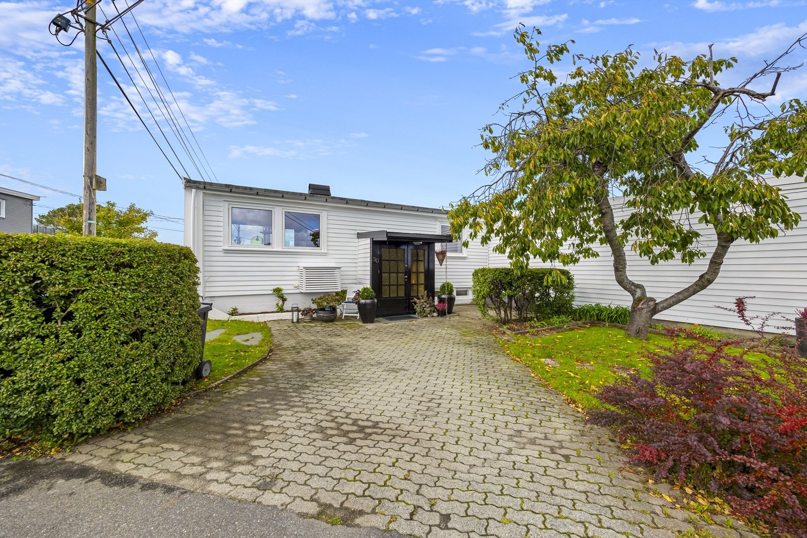 Hellelagt innkjørsel og gårdstun med god parkering. Galleribilde