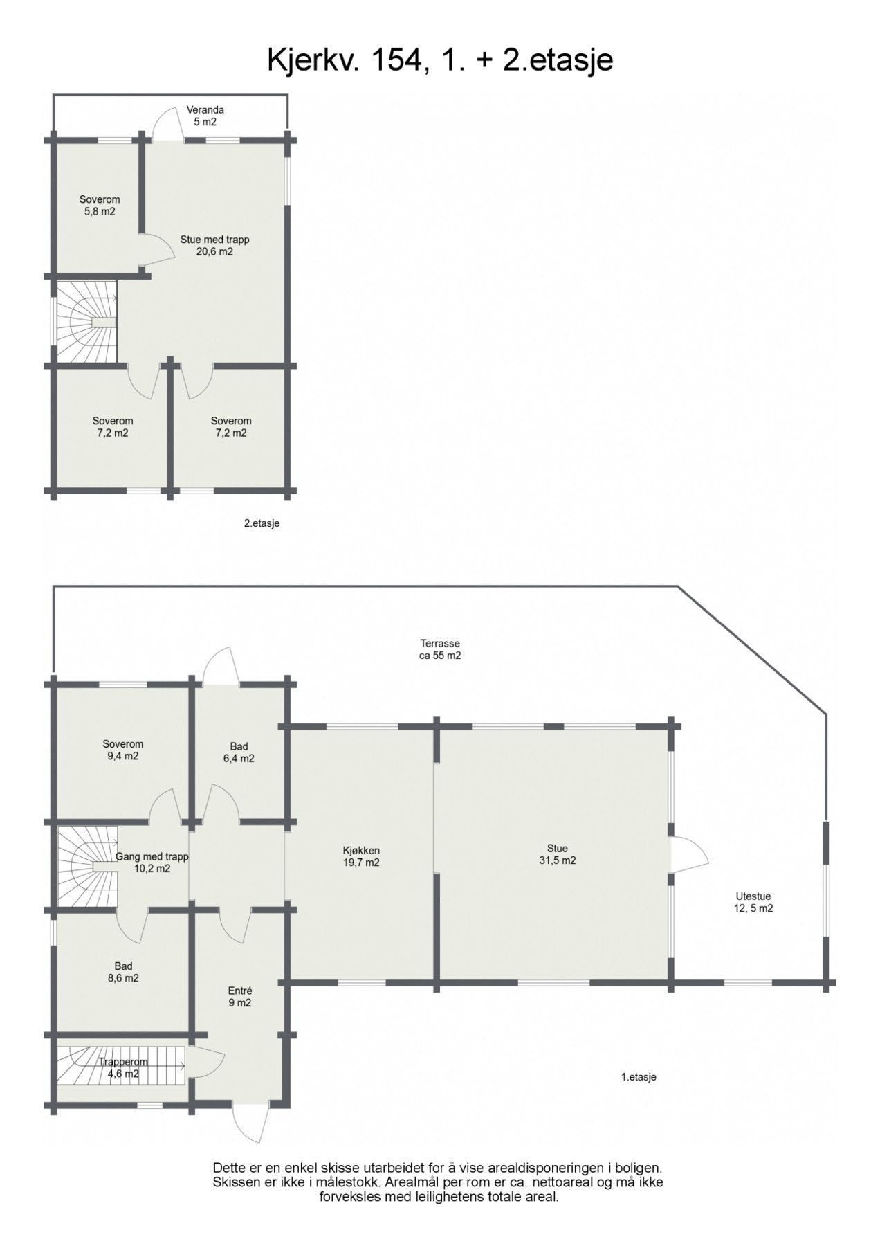 Planskisse Hovedplan og loft. Galleribilde