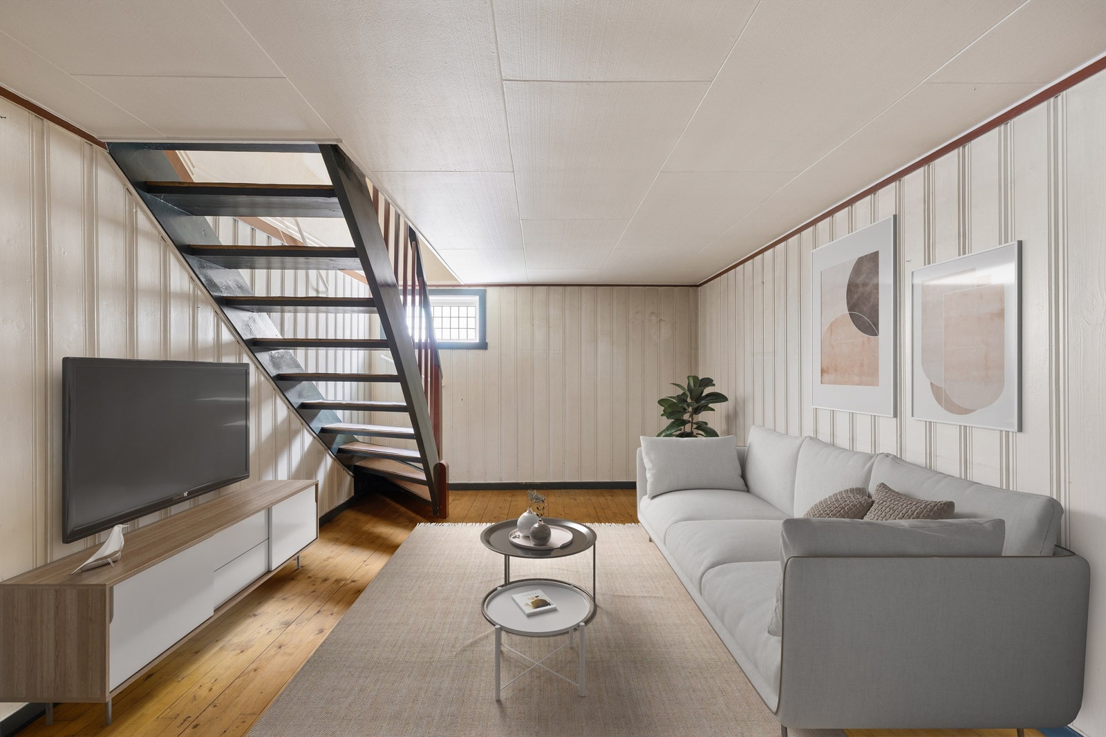 Stue i begge etasjer gir familien mulighet for individuelt opphold. Den romslige kjellerstuen passer perfekt for filmer og TV-spill. Galleribilde