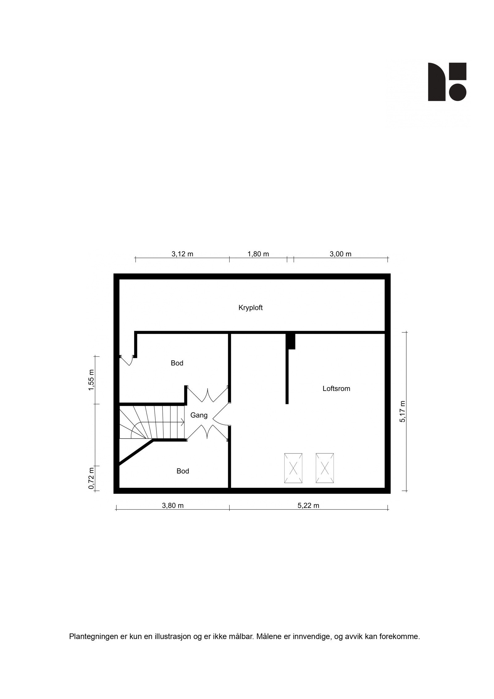 Plantegning loft. Galleribilde