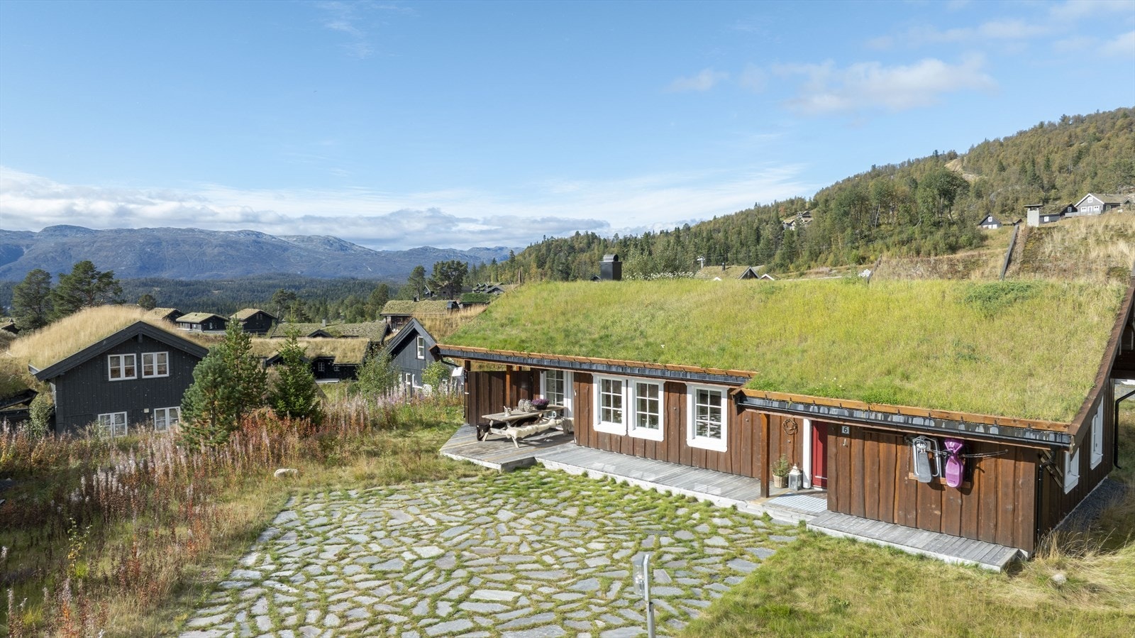 Vestvendt og solrikt tomt med fine uteplasser og god parkering. Galleribilde