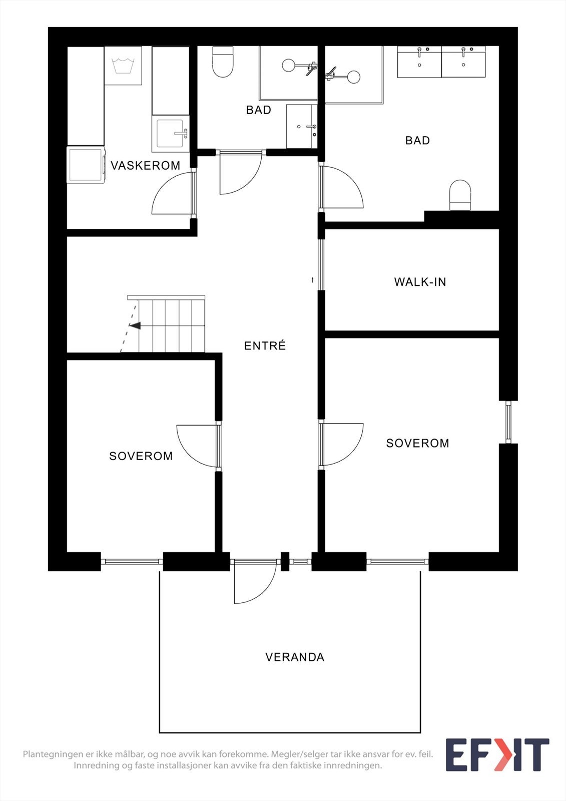 Plantegningen for sokkeletasjen viser entré, to soverom, to bad, vaskerom og garderobe. Galleribilde