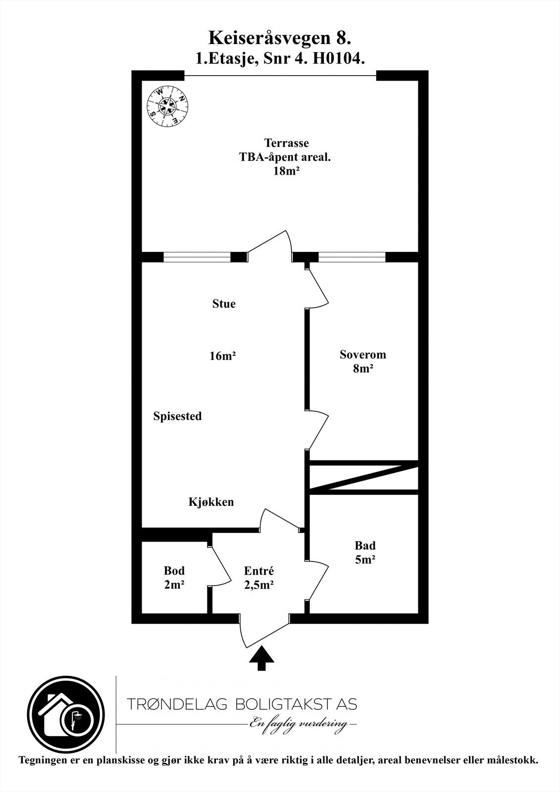 Plantegning av leiligheten i 1. etasje. Galleribilde