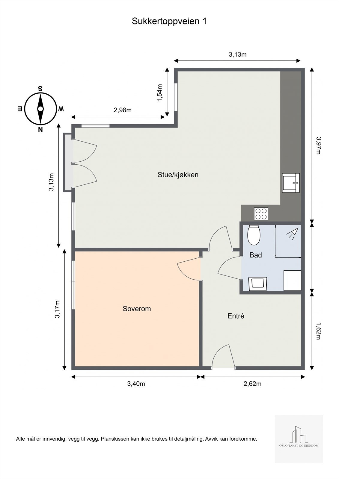 Målsatt plantegning - Sukkertoppveien 1 Galleribilde
