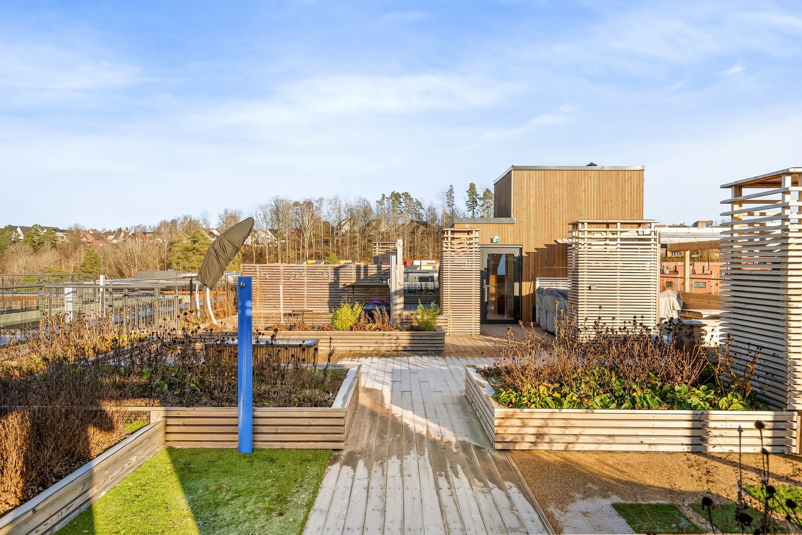 Her finner du flere sittesoner, beplantning og flott utsikt Galleribilde