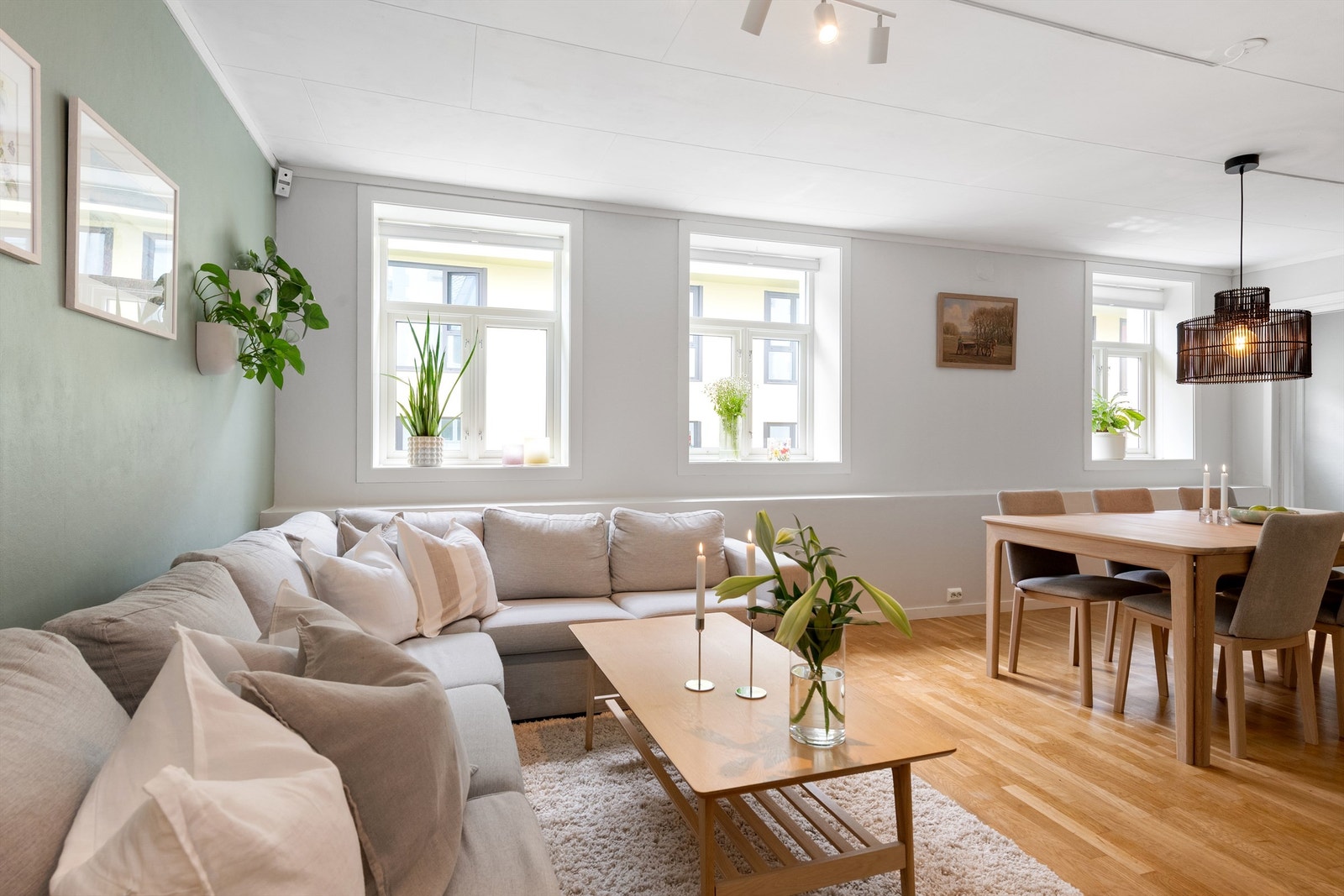 Lyse og innbydende farger og store vindusflater som sørger for rikelig med naturlig lys inne Galleribilde