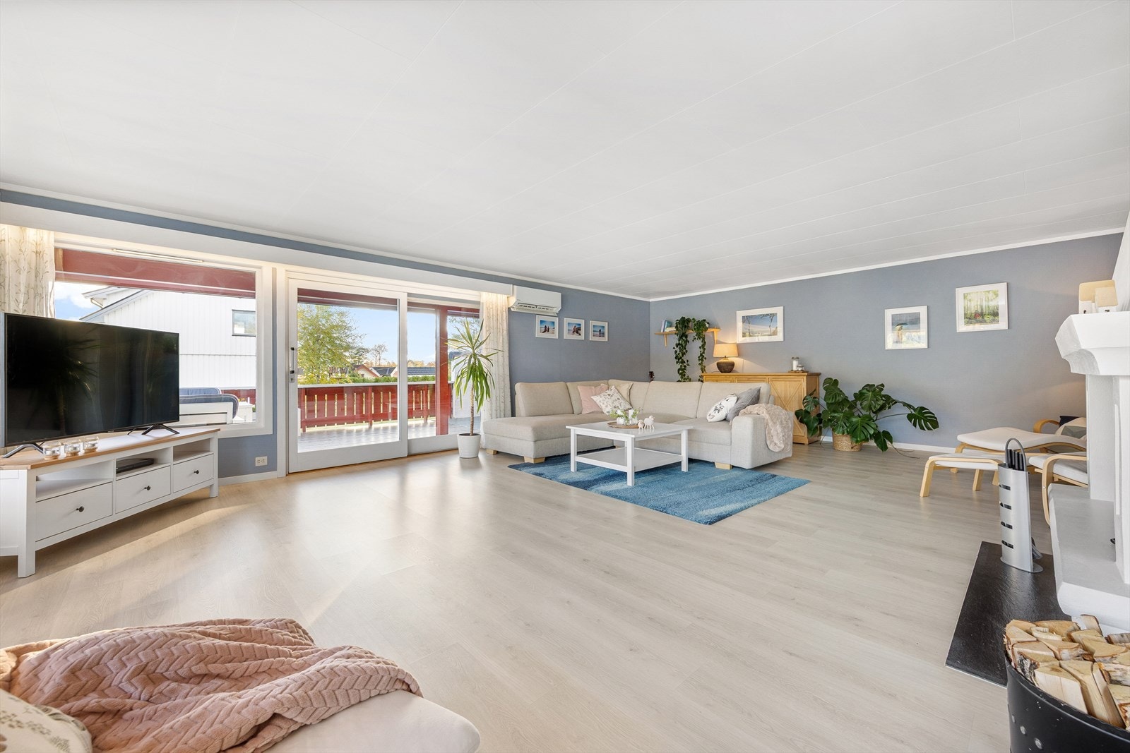 Fra rommet er det også doble skyvedører ut til terrassen. Galleribilde