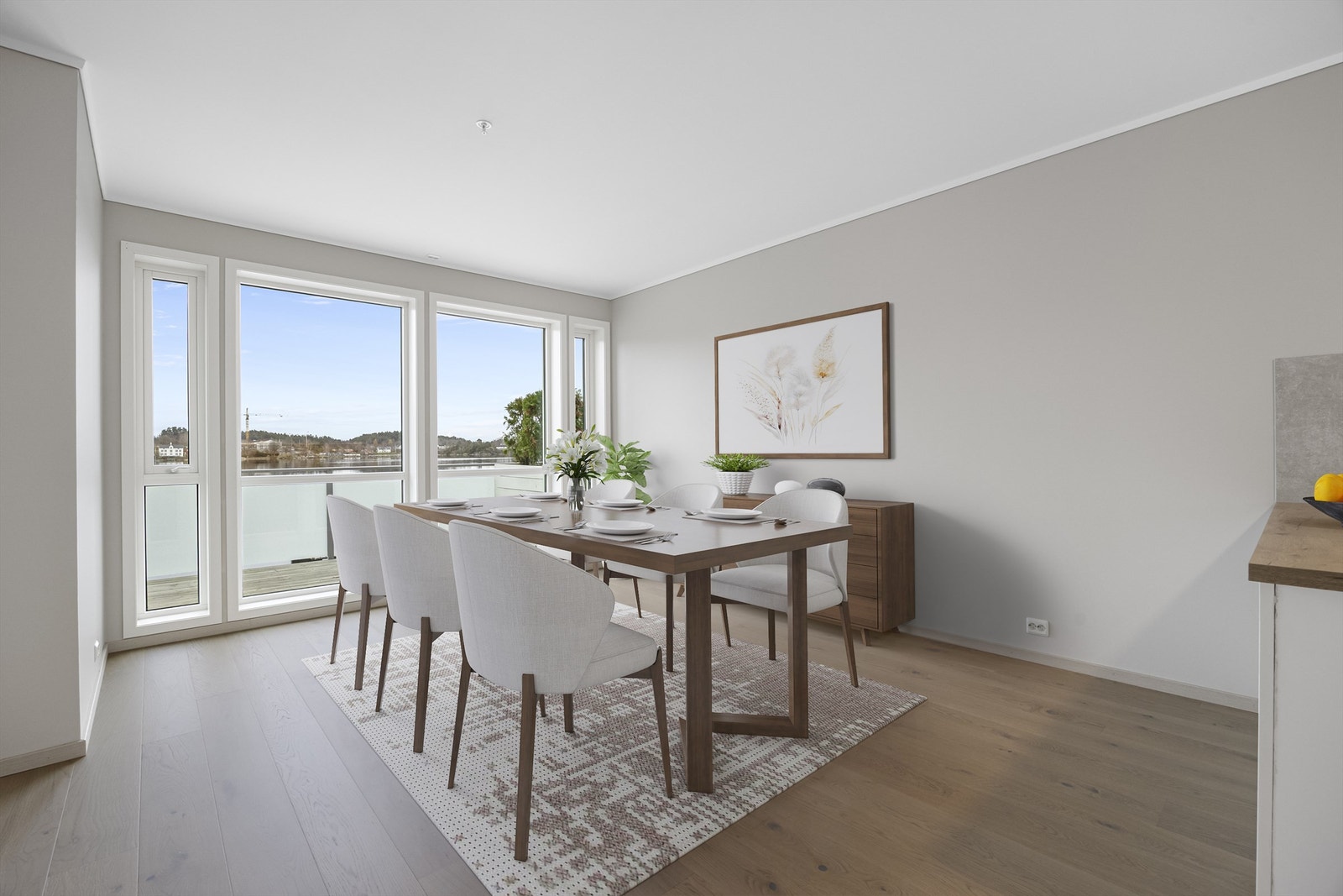 Digitalt møblert spisestue. Galleribilde