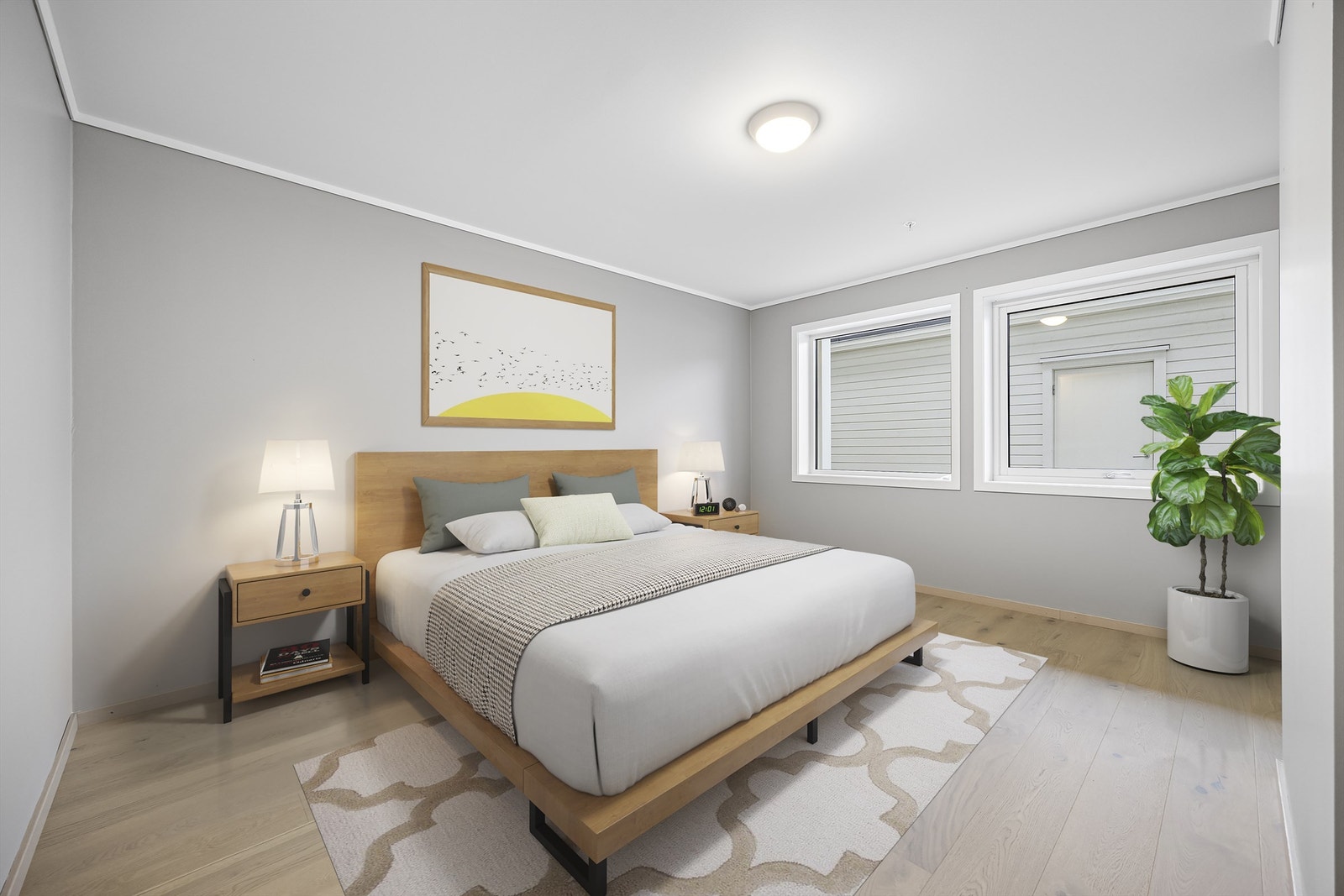 Hovedsoverom, digitalt møblert. Galleribilde