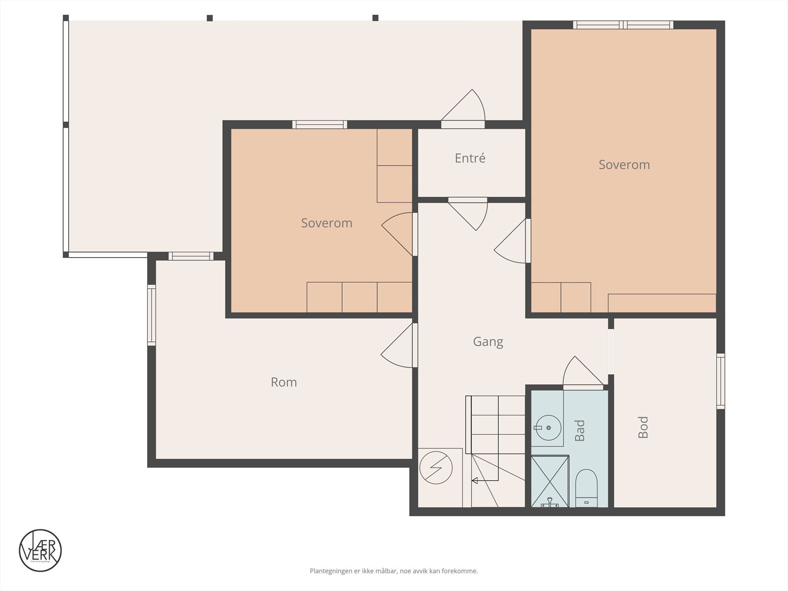 Plan underetasje - plantegningen viser faktisk bruk og avviker fra godkjente tegninger. Galleribilde