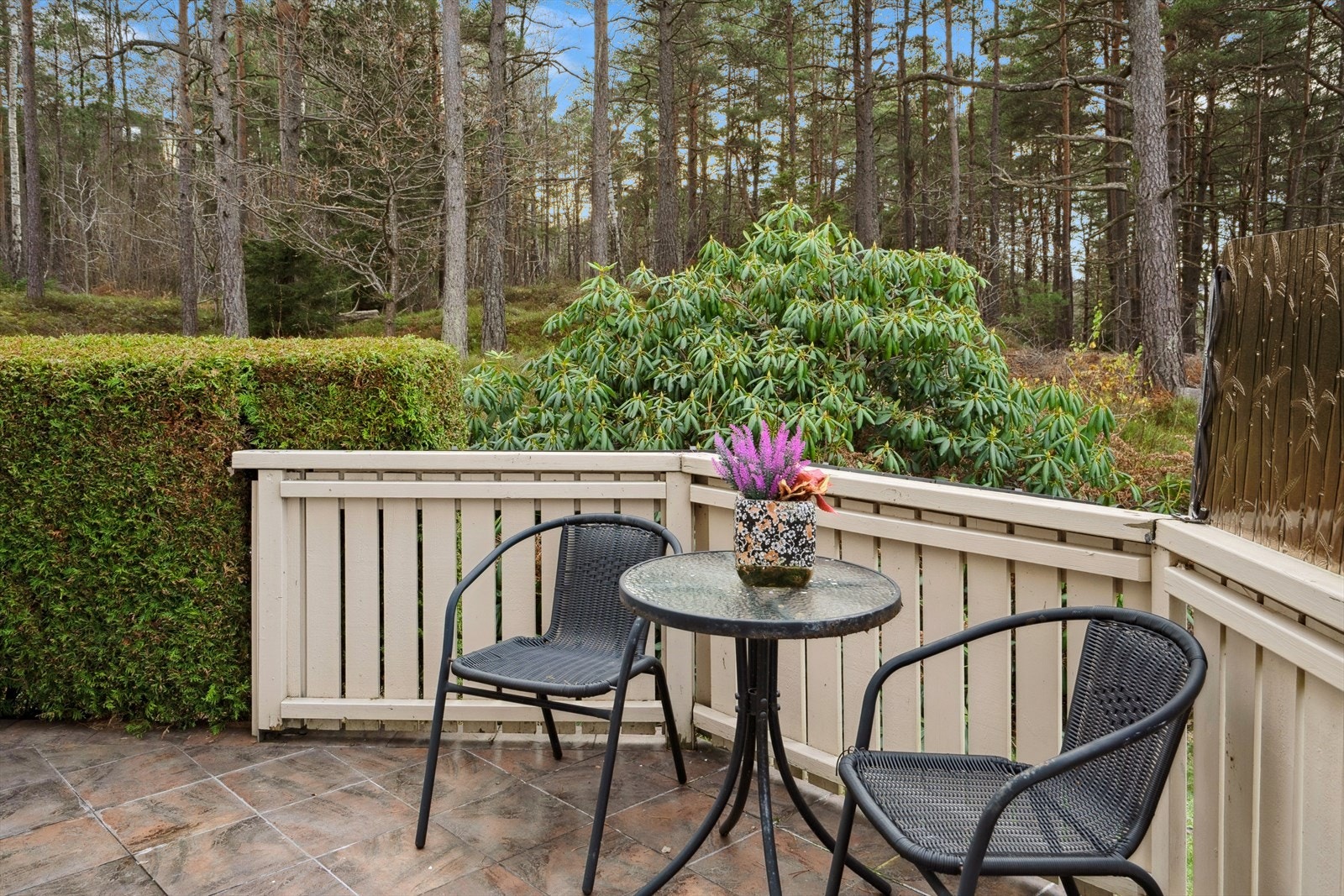 Det er også en liten hageflekk ved siden av terrassen Galleribilde