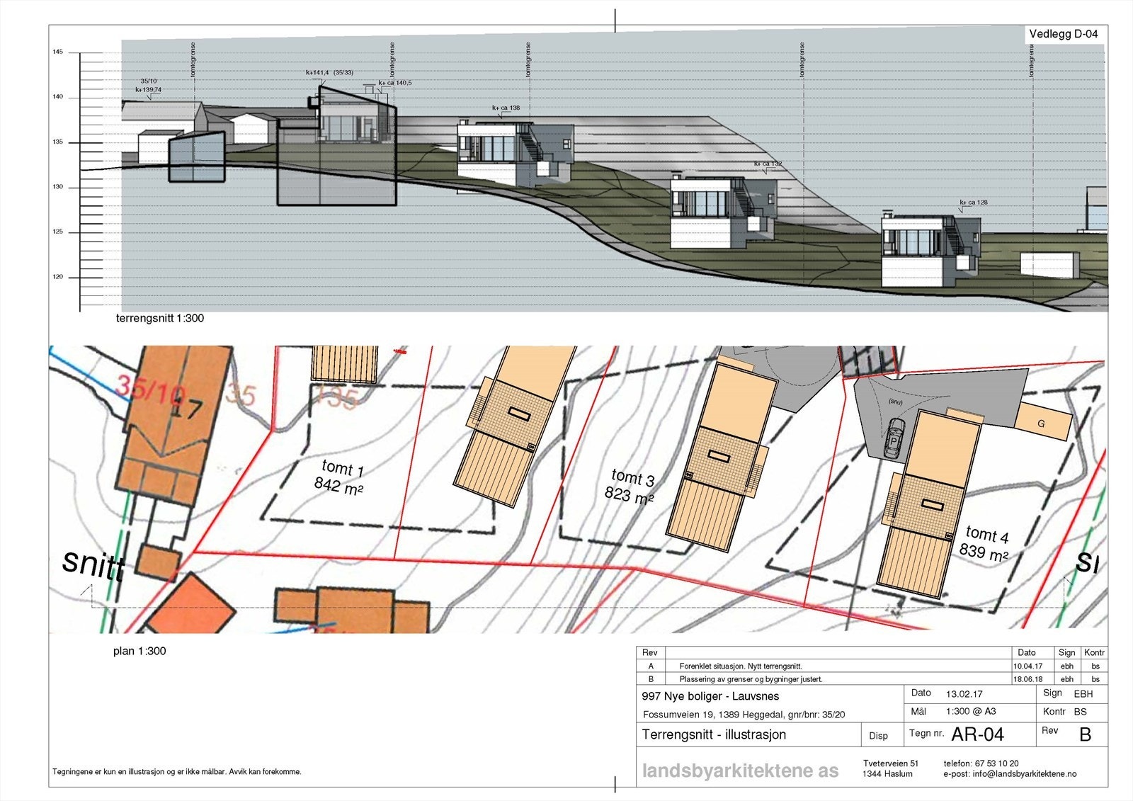 Terrengsnitt - hustegninger til illustrasjon. Galleribilde