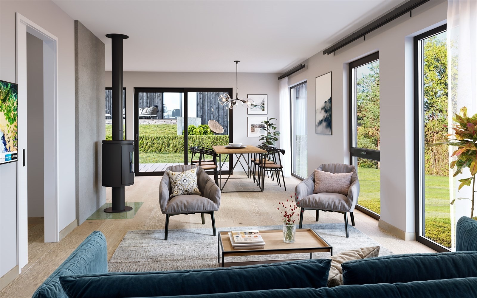 Hus A & C - Stue. Bildet er ment som illustrasjon og avvik vil forekomme Galleribilde