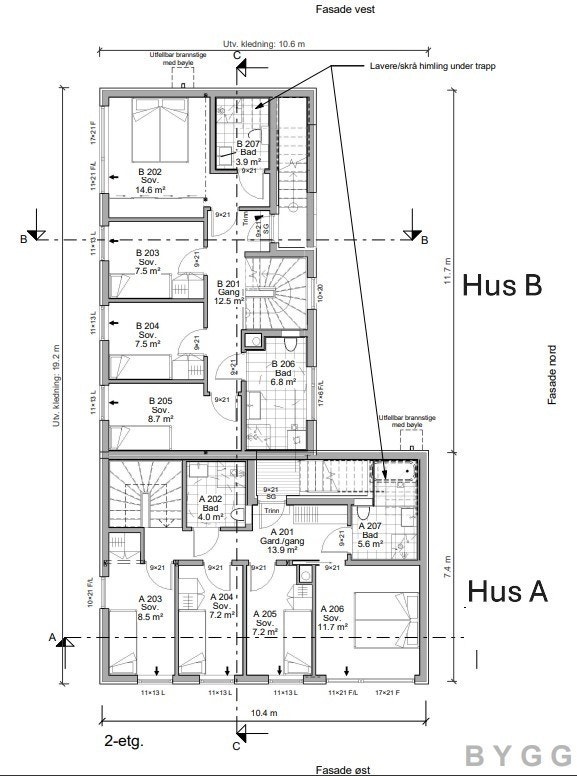 Plantegning hus A og B - 2. Etasje Galleribilde