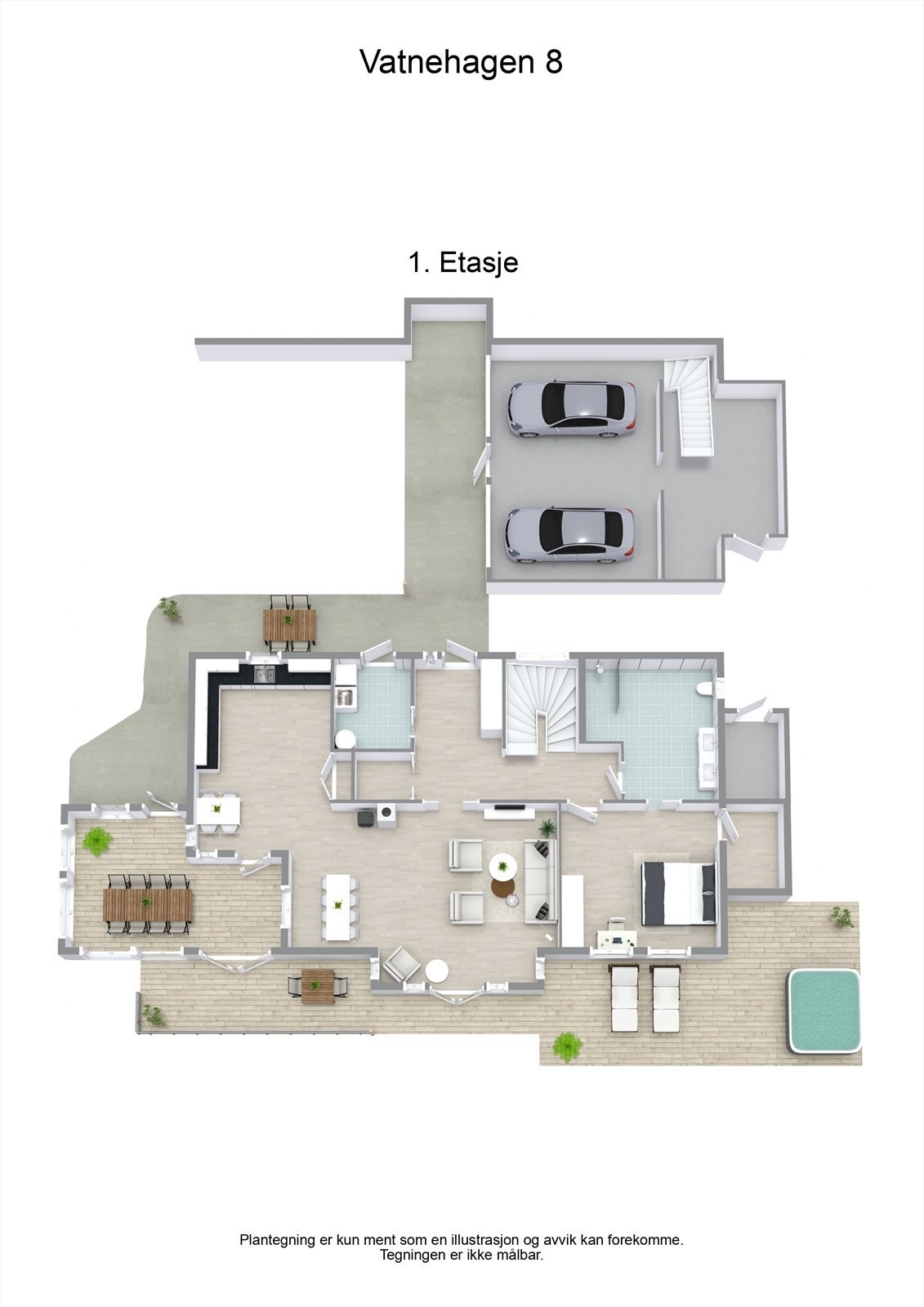 Plantegning 3D 1. etg Galleribilde