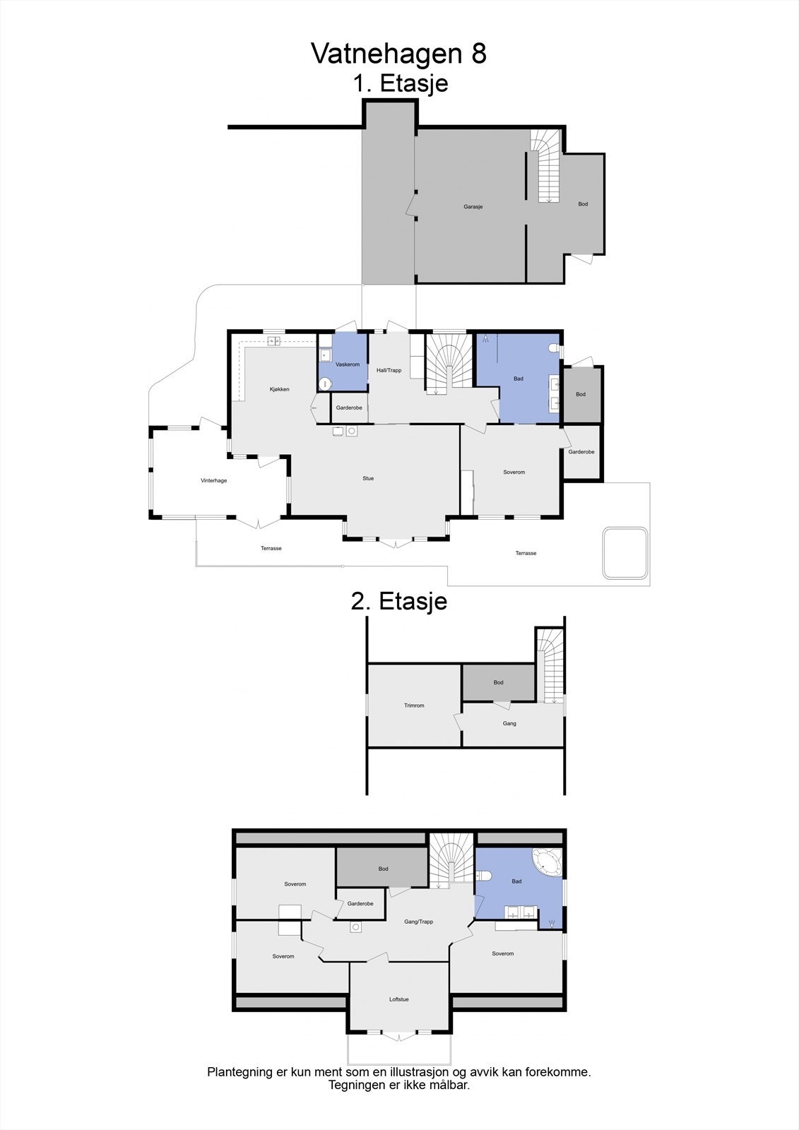 Plantegning 2D 1. og 2. etg Galleribilde