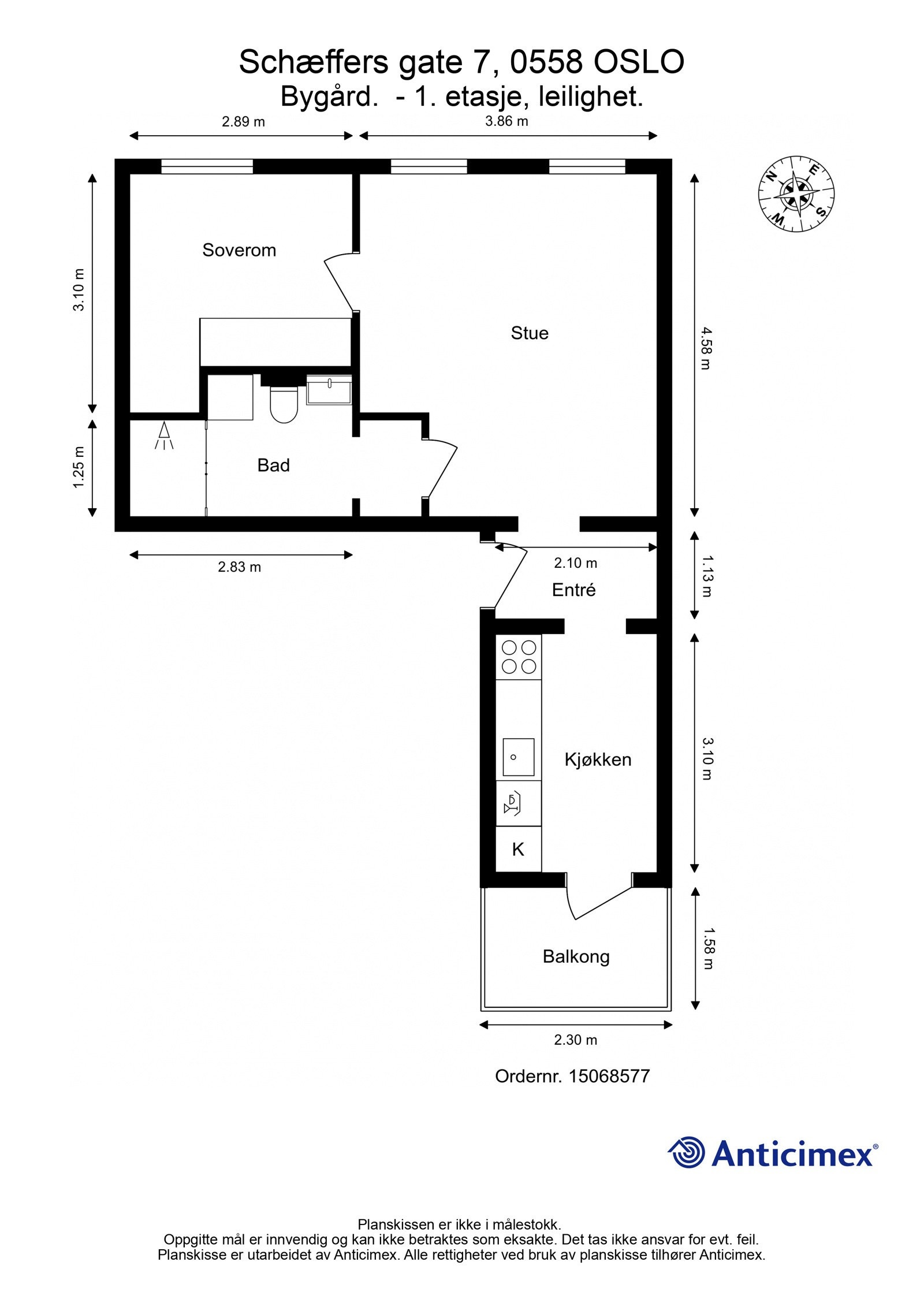 - Plantegning med mål - Galleribilde