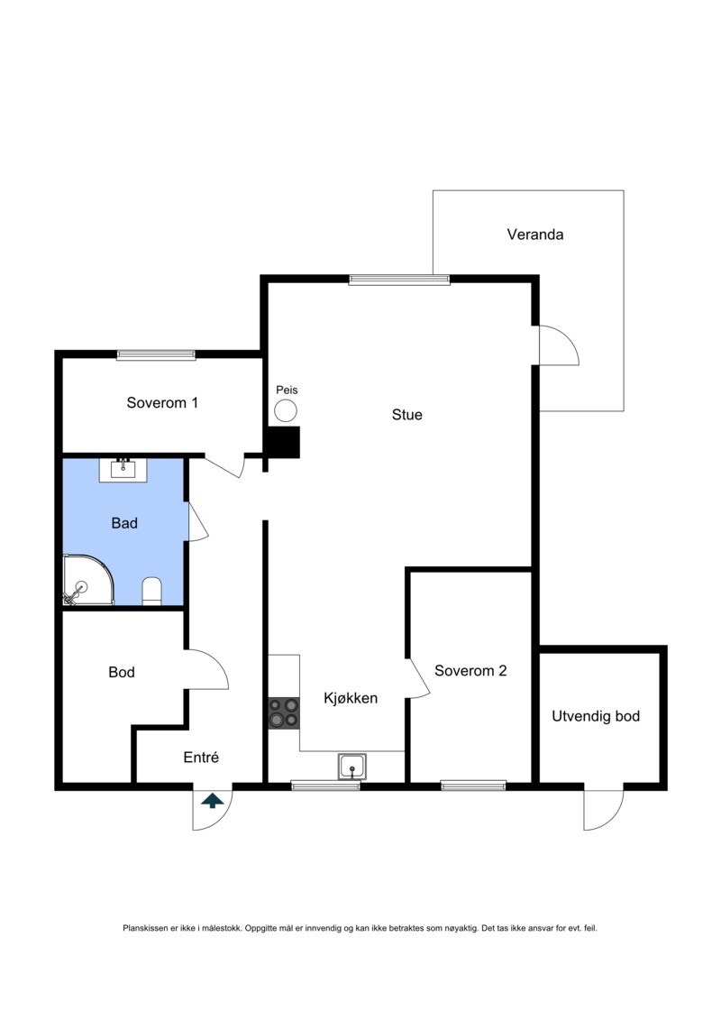 Leiligheten er gjennomgående, og har en praktisk og god romfordeling. Galleribilde