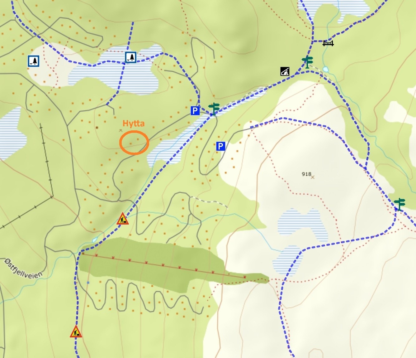 Skiløyper i nærheten av hytta. For å se hele kartet: https://fjellservice-engerdal.no/kart/skispor Galleribilde