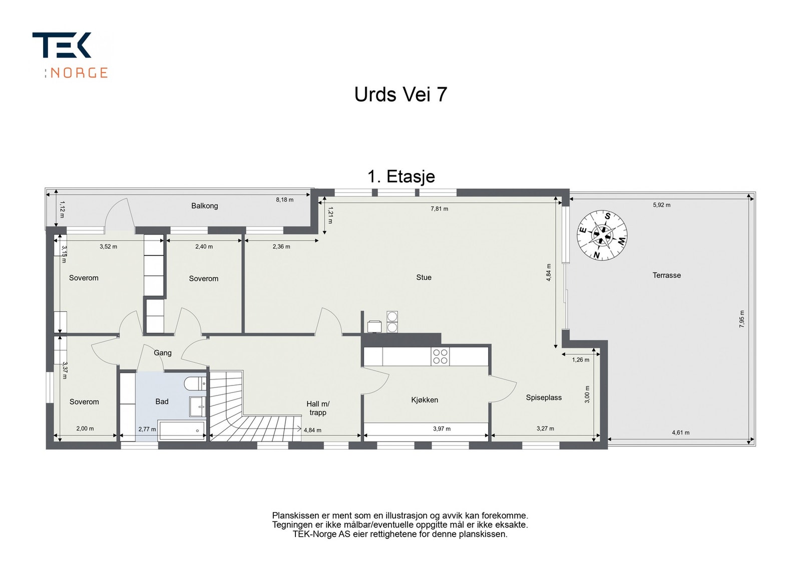 Plantegninger Urds vei 7, 1. etasje Galleribilde