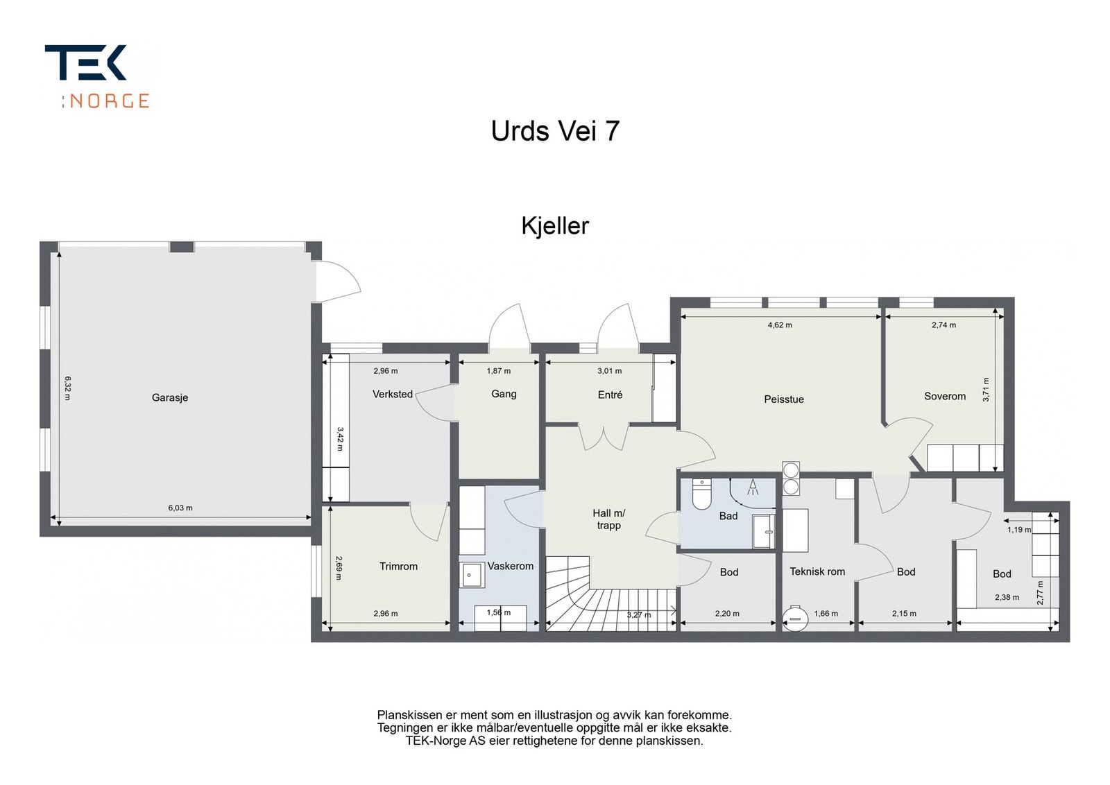 Plantegninger Urds vei 7, Kjelleretasje Galleribilde