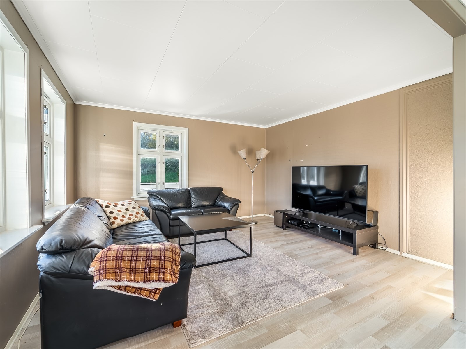 Lys stue med gode vindusflater. Galleribilde