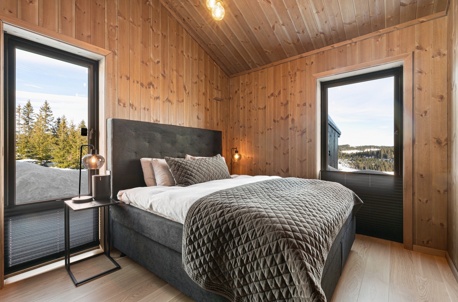 Hovedsoverom. NB! Bildet er hentet fra tilsvarende fritidsbolig i prosjektet. Galleribilde