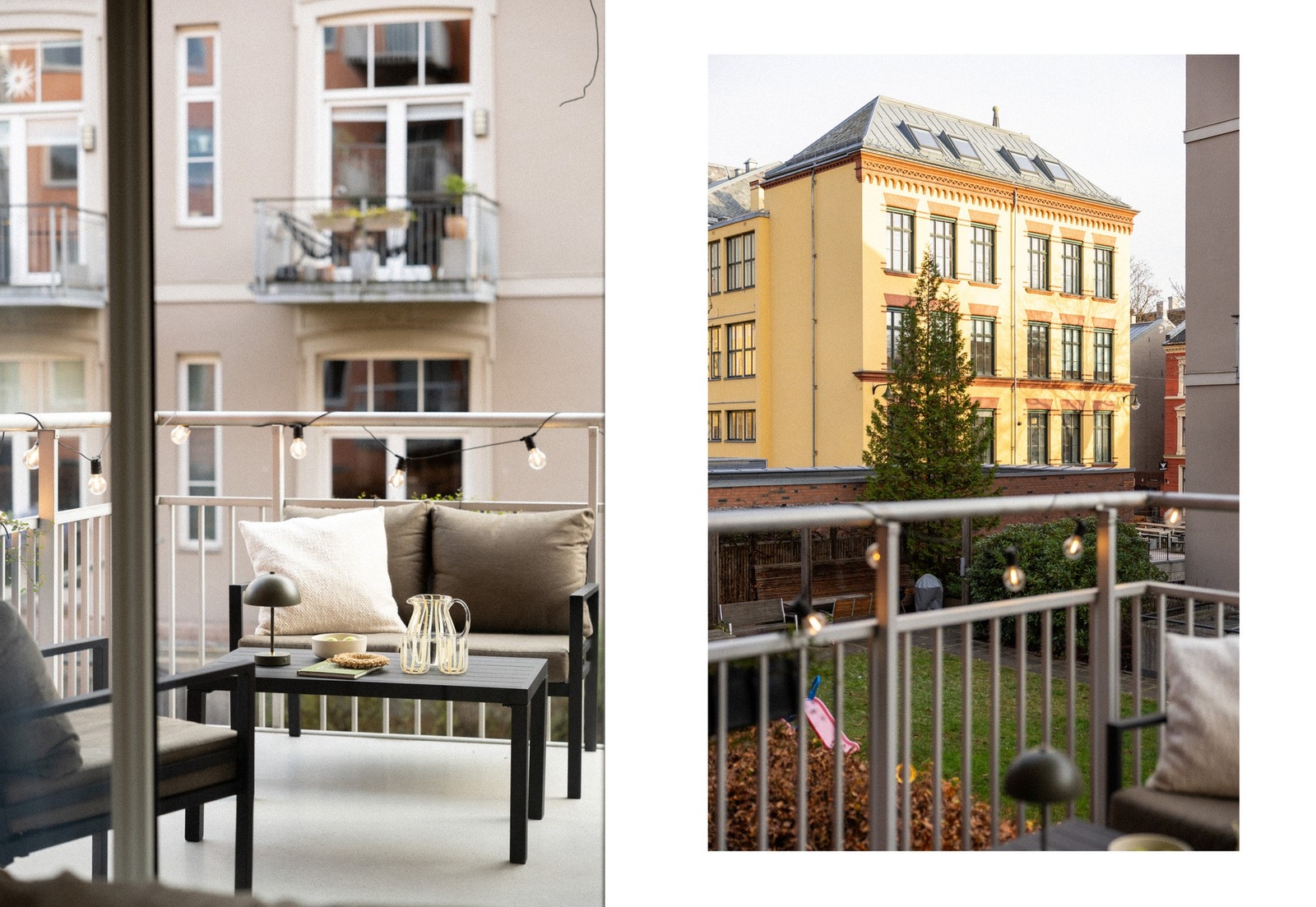 Hyggelig sydøstvendt balkong mot rolig bakgård. Galleribilde