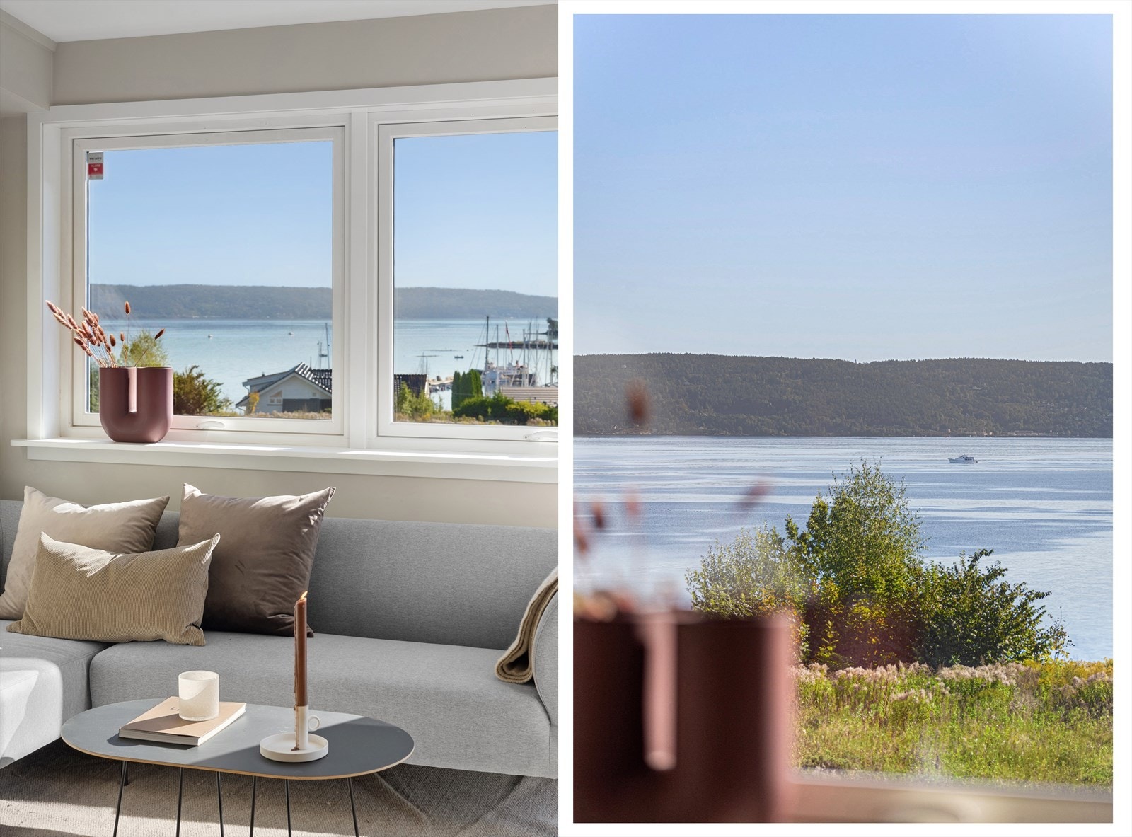 Det er flott utsikt mot Vollen Marina og Oslofjorden. Det planlegges bygging på nabotomten, noe som kan påvirke deler av utsikten. Galleribilde