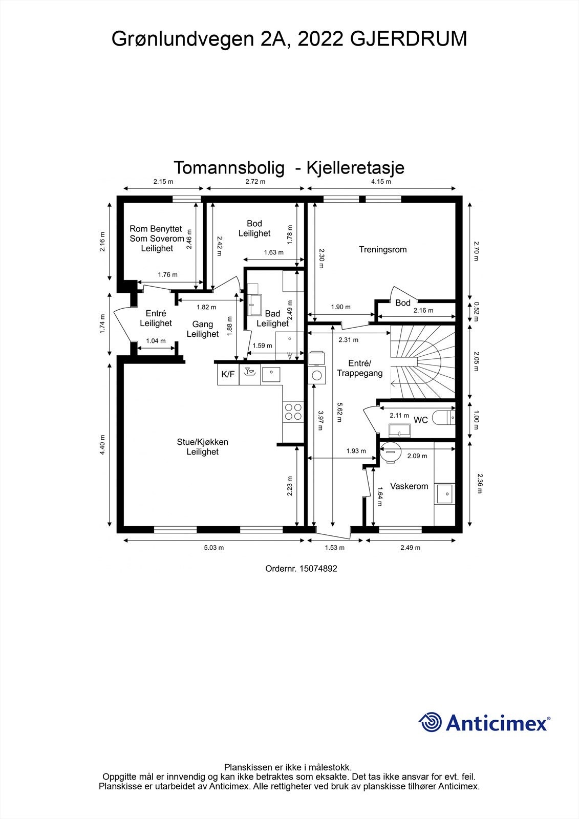 Plantegning kjelleretasje Galleribilde