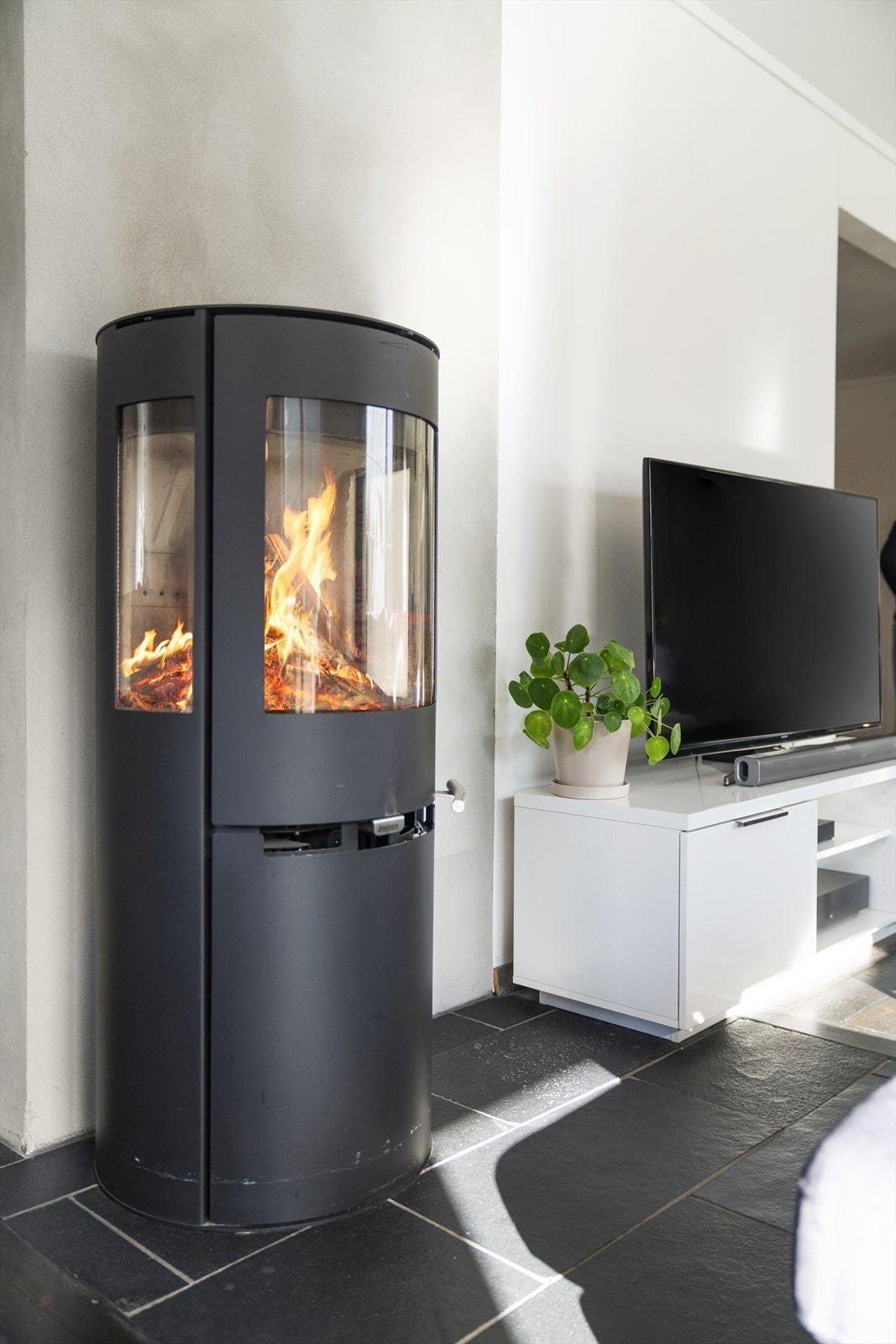 Vedovn og varmepumpe sørger for god oppvarming Galleribilde