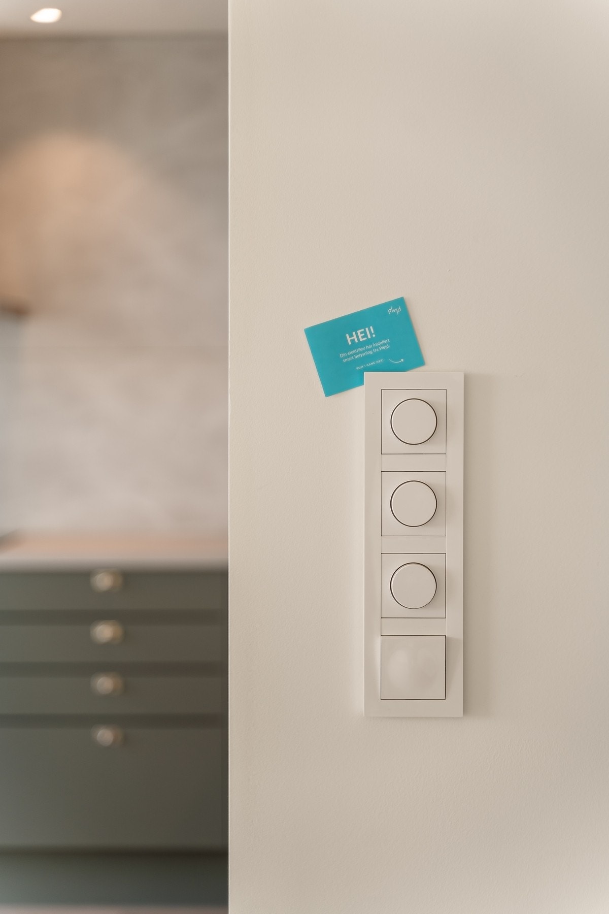 Leiligheten har smart belysning fra Plejd. Galleribilde